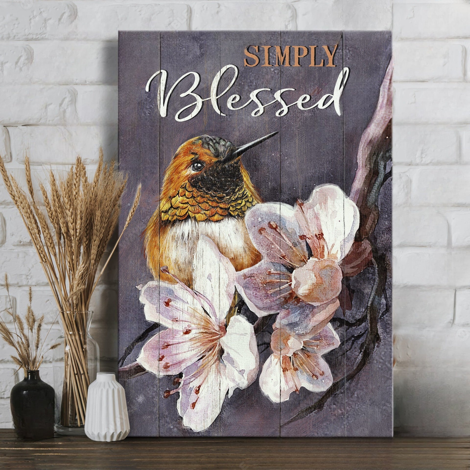 Hummingbird Simply Blessed Canvas Posters – Christian Wall Posters – Religious Wall Decor