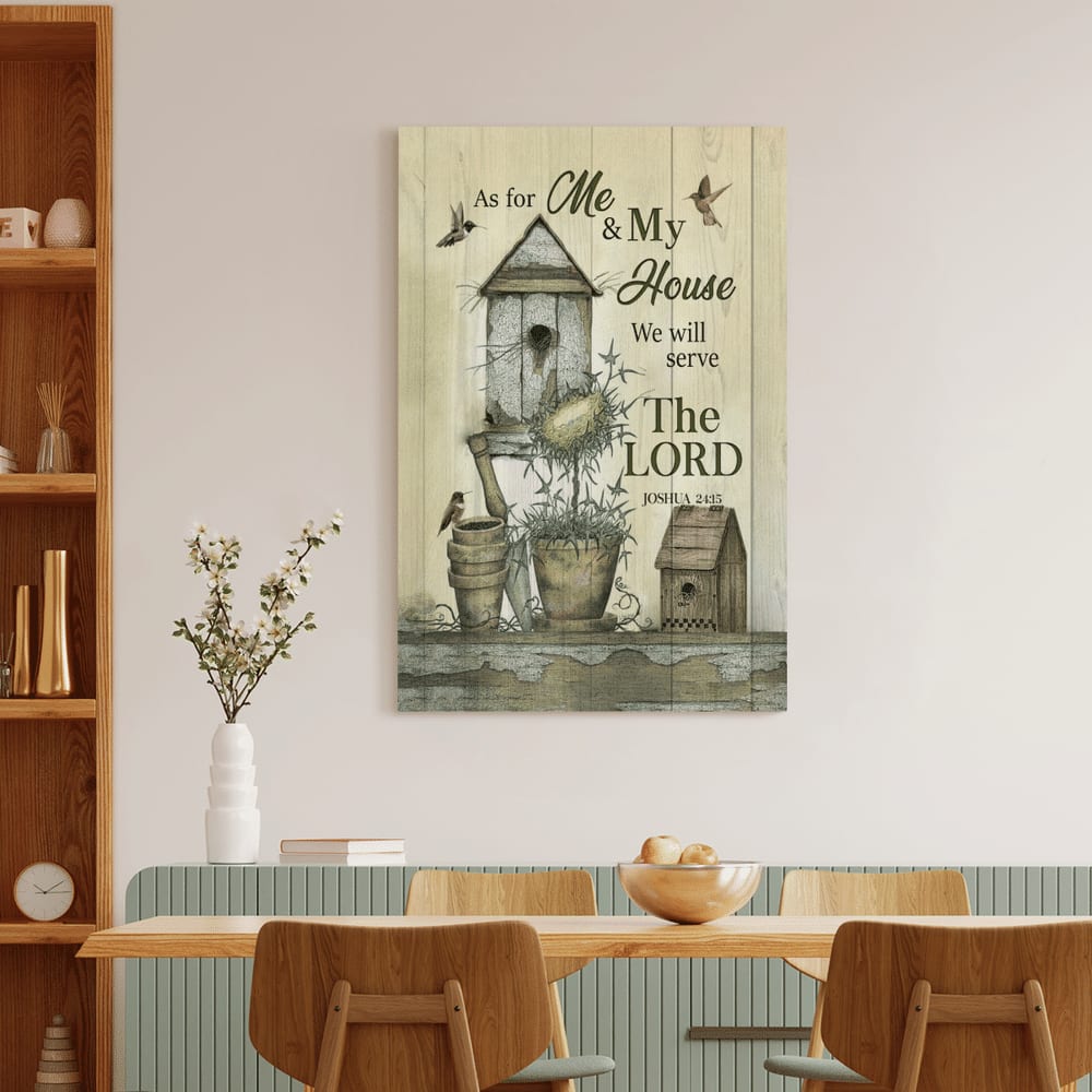 Hummingbird We Will Serve The Lord Canvas Posters – Christian Wall Posters – Religious Wall Decor