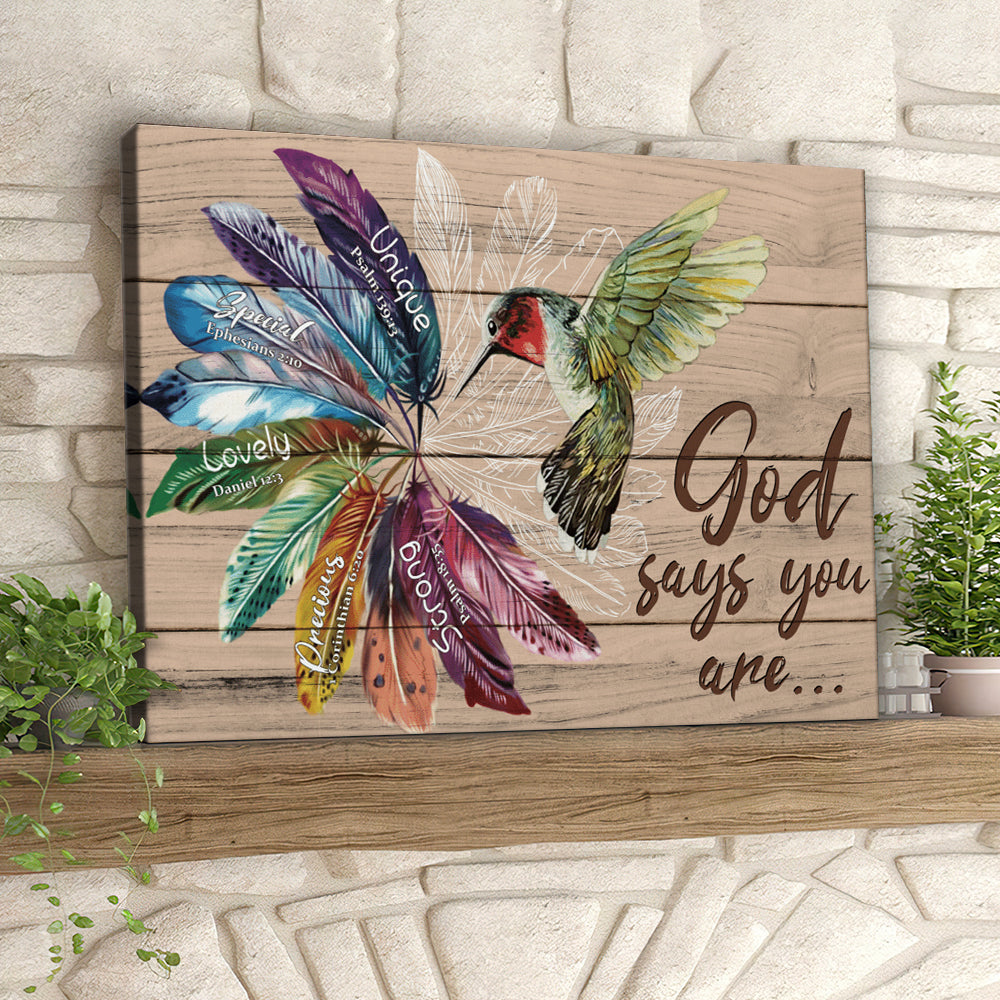 Hummingbirds God Says You Are – Christian Canvas Prints – Faith Canvas – Bible Verse Canvas