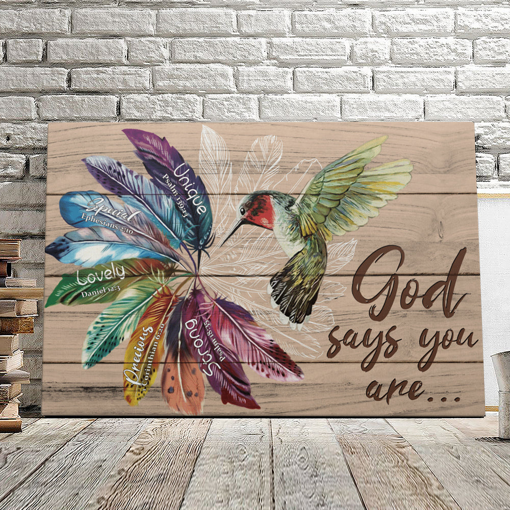 Hummingbirds God Says You Are – Christian Canvas Prints – Faith Canvas – Bible Verse Canvas