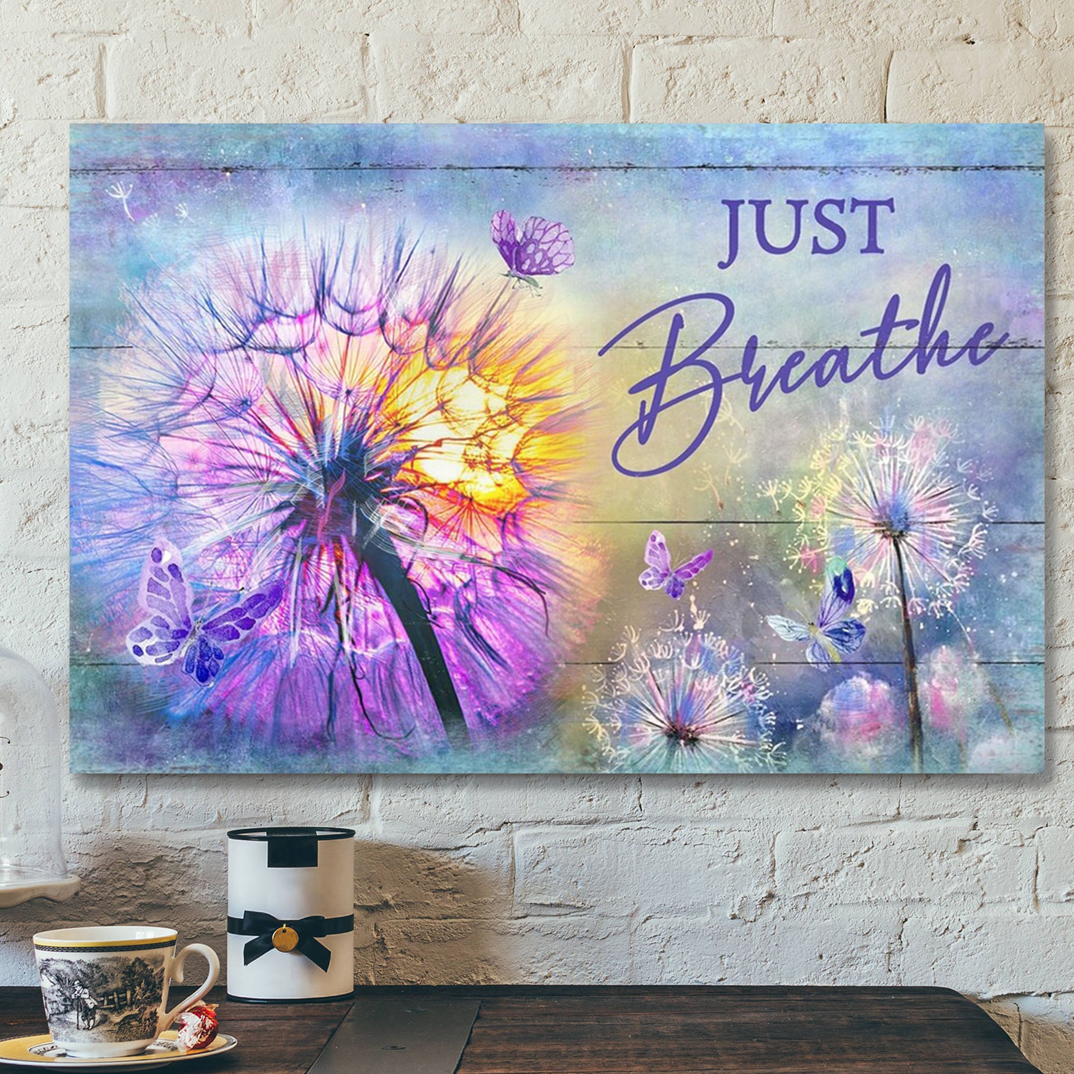 Hydrangea – Just Breathe – Bible Verse Canvas – Scripture Canvas Wall Art