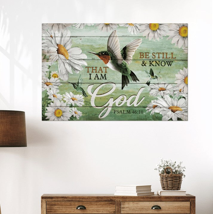 I Am God Hummingbird Canvas Wall Art – Christian Poster – Religious Wall Decor