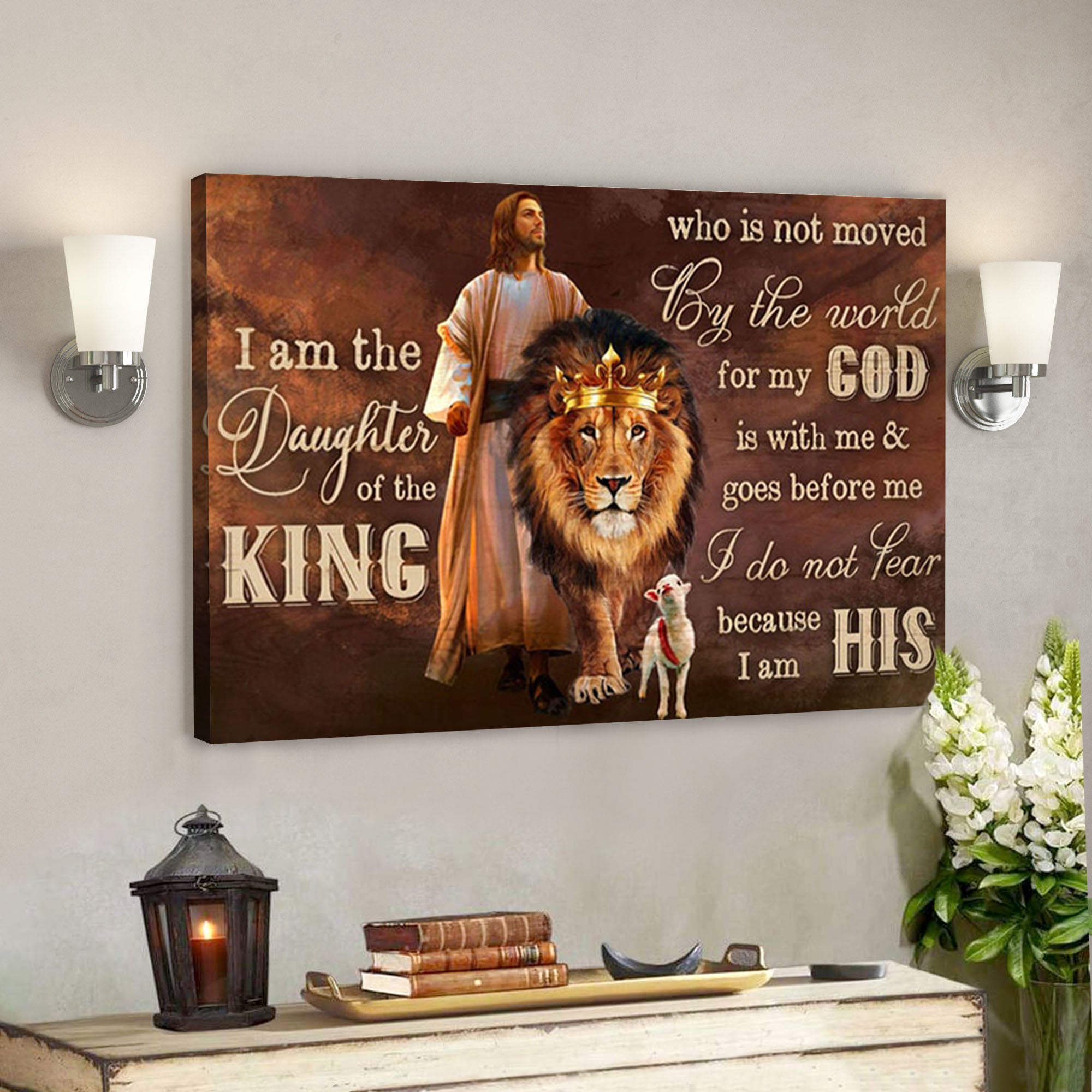 I Am The Daughter Of The King – Lion God Canvas – Bible Verse Canvas – Jesus Canvas – Scripture Canvas Wall Art