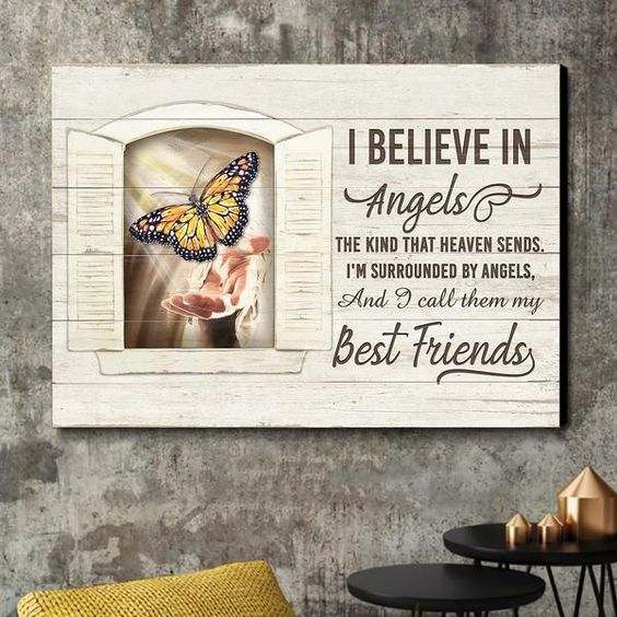 I Believe In Angels I Believe In God Canvas Wall Art – Christian Poster – Religious Wall Decor