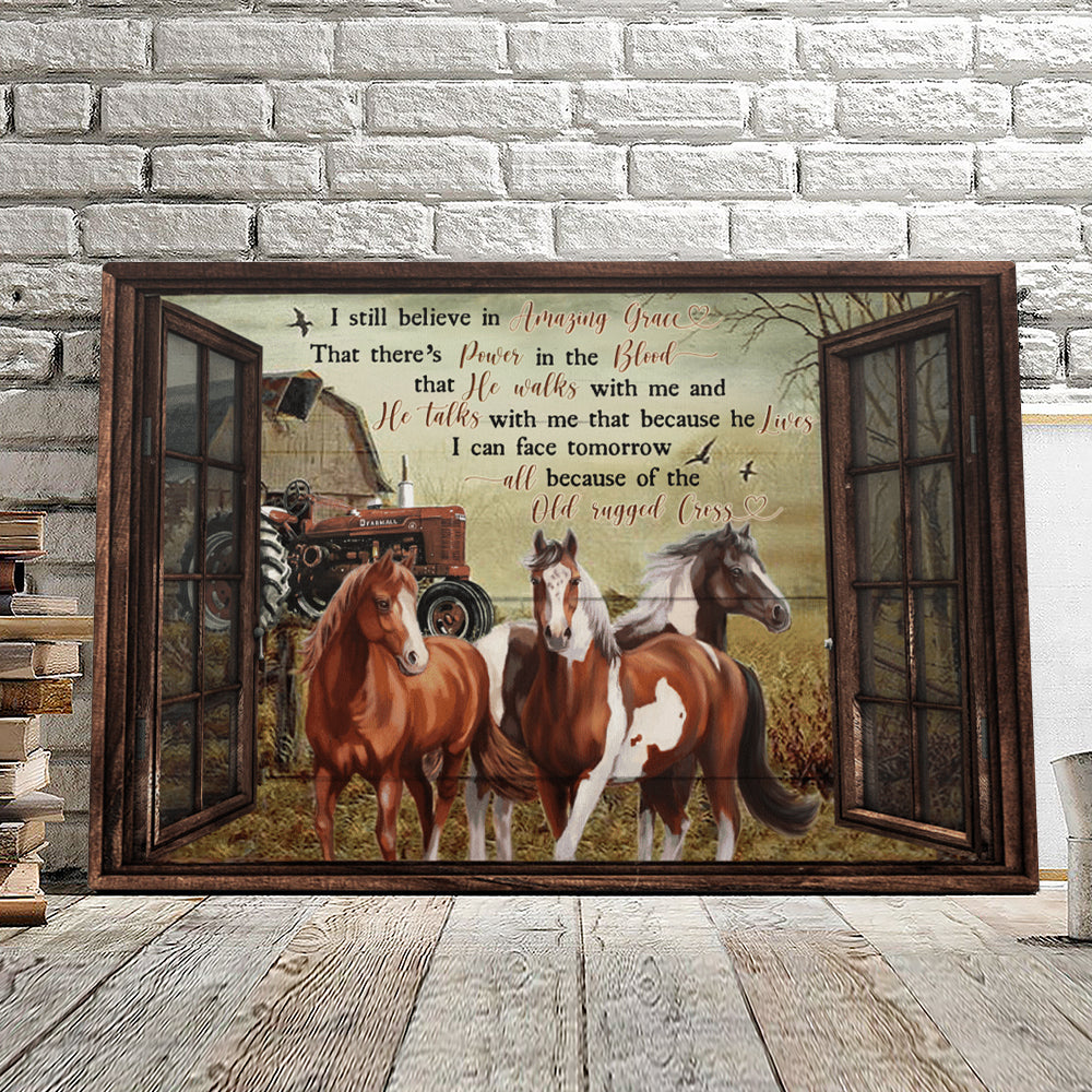 I Still Believe In Amazing Grace – Horse – Christian Canvas Prints – Faith Canvas – Bible Verse Canvas