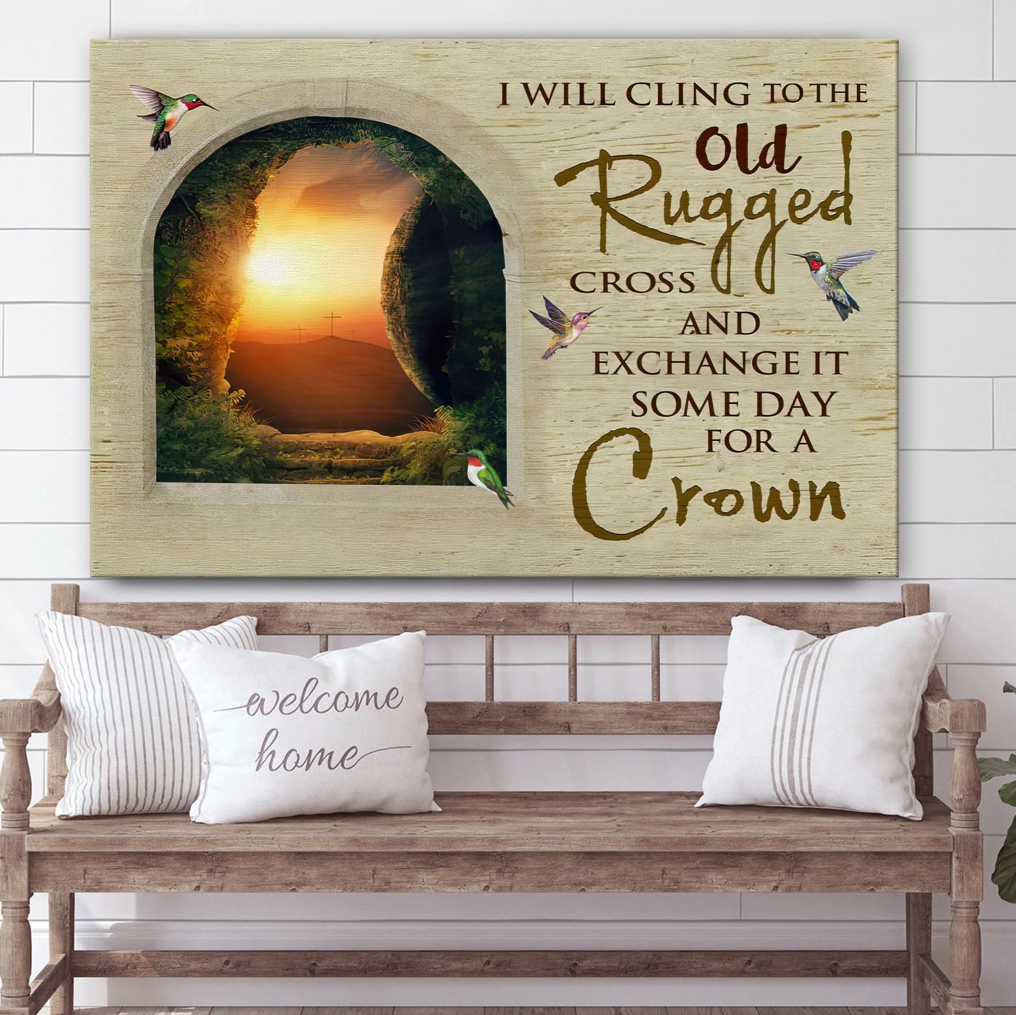 I Will Cling To The Old Rugged Cross Canvas Wall Art – Religious Posters