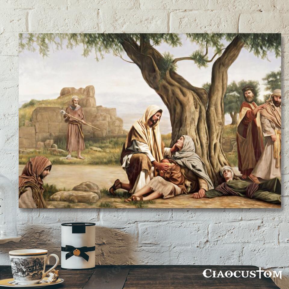 I Will Tend Them In A Good Pasture – Jesus Canvas Painting – Jesus Canvas Art – Jesus Poster – Jesus Canvas – Christian Gift