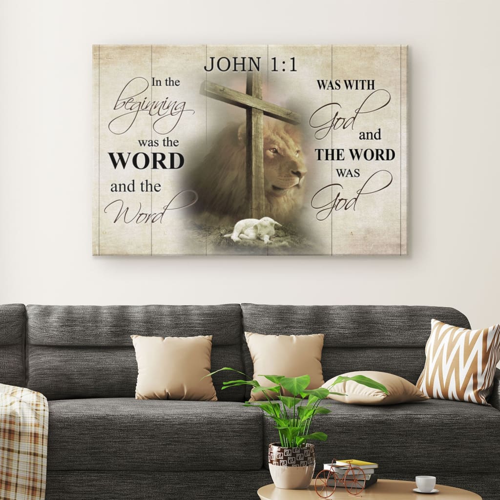 In The Beginning Was The Word John 11 Bible Verse Canvas Wall Art – Religious Wall Decor