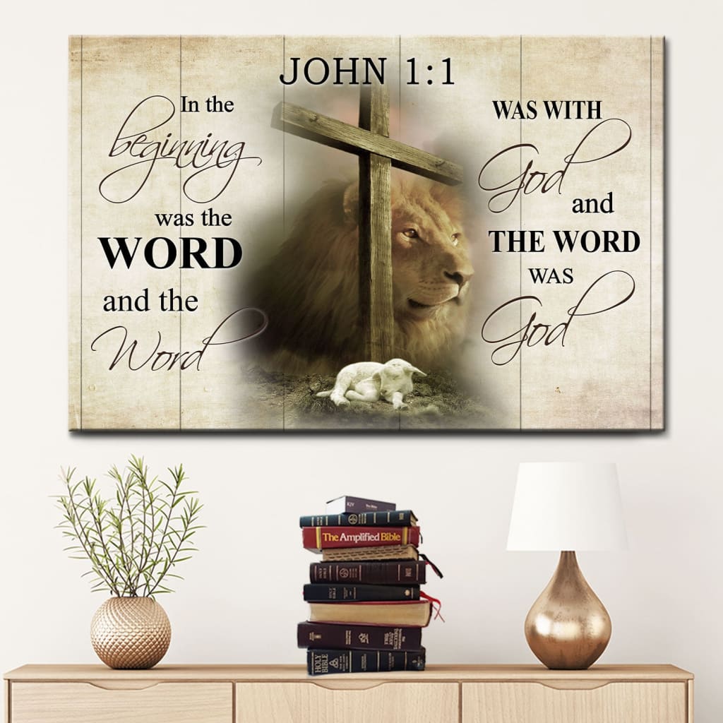 In The Beginning Was The Word John 11 Bible Verse Canvas Wall Art – Religious Wall Decor