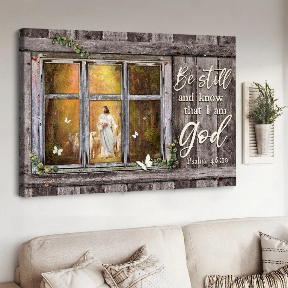 In The Forest With The Lambs Be Still And Know That I Am God Canvas Wall Art – Christian Poster – Religious Wall Decor