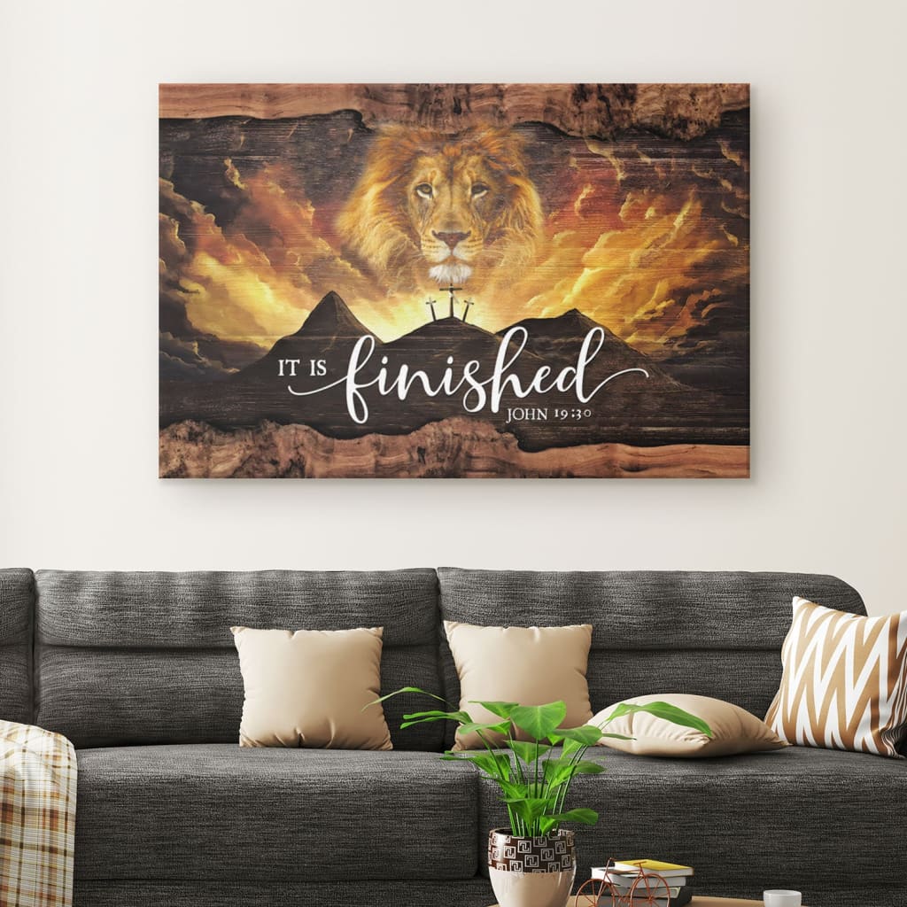 It Is Finished Wall Art, John 1930 Jesus Lion Easter Wall Art Canvas – Religious Wall Decor