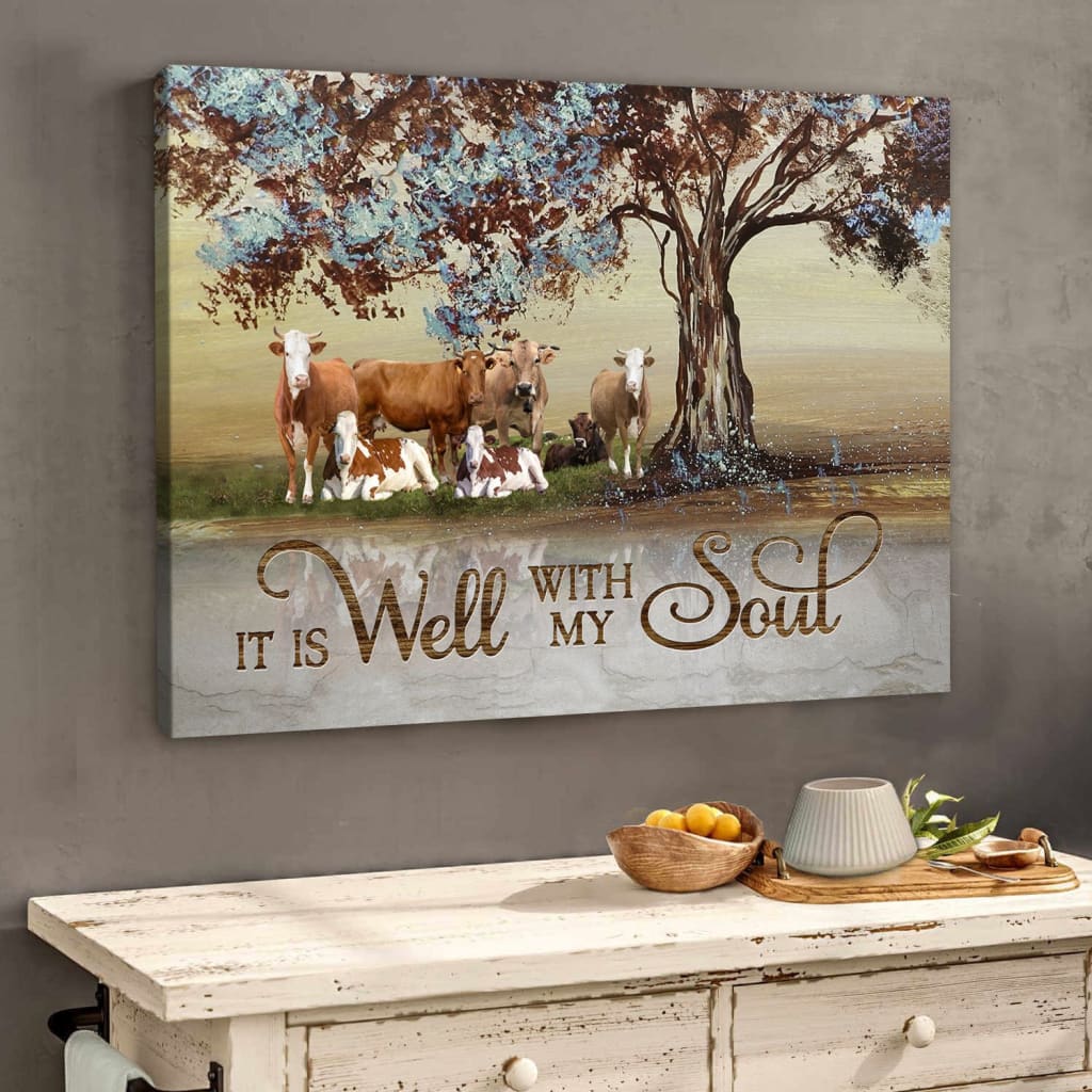 It Is Well With My Soul Farmhouse Style Wall Art Canvas – Religious Wall Decor