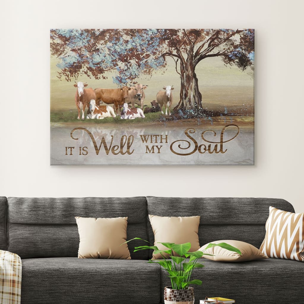 It Is Well With My Soul Farmhouse Style Wall Art Canvas – Religious Wall Decor