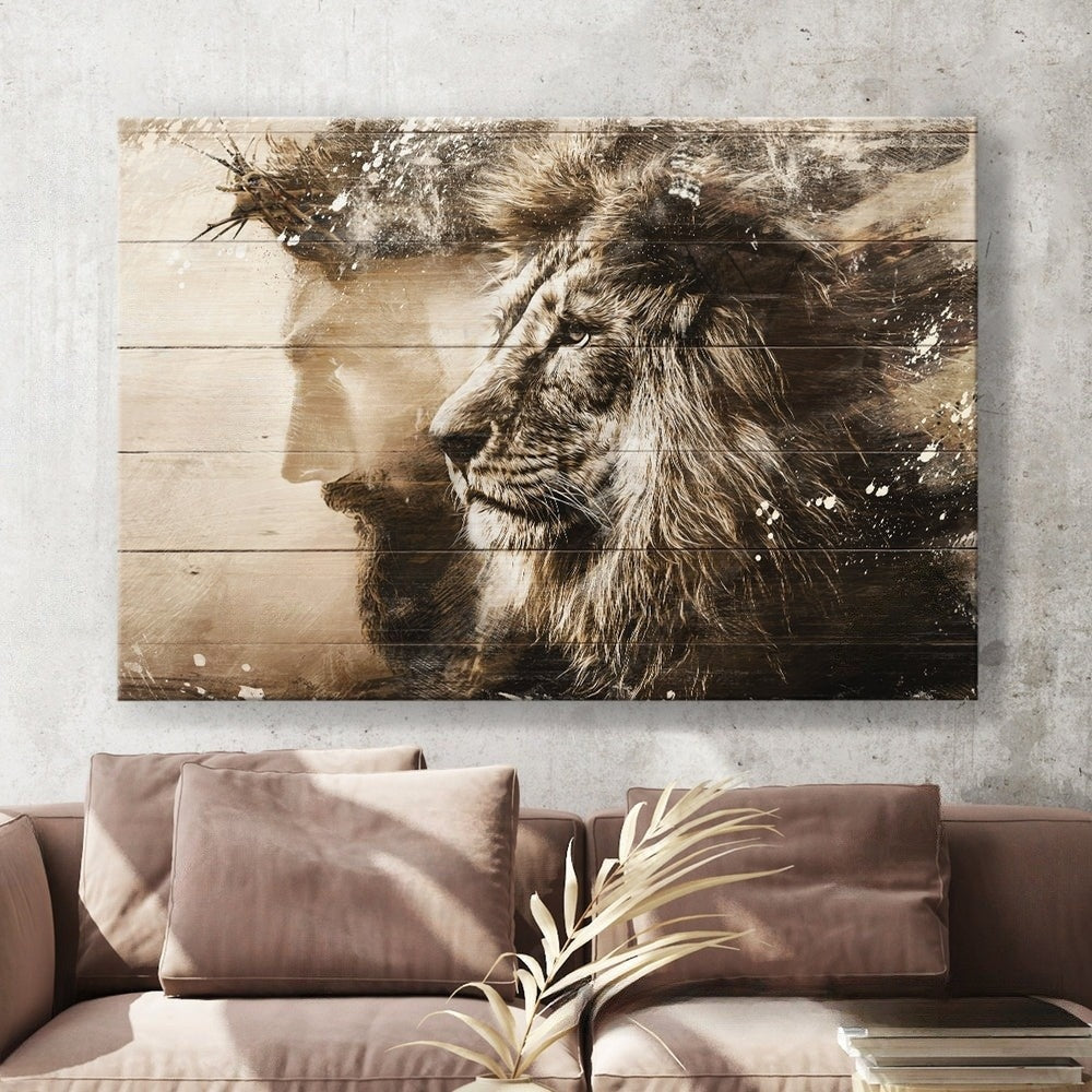 Jesus & Lion Of Judah Canvas Wall Art – Jesus Canvas Pictures – Christian Wall Posters