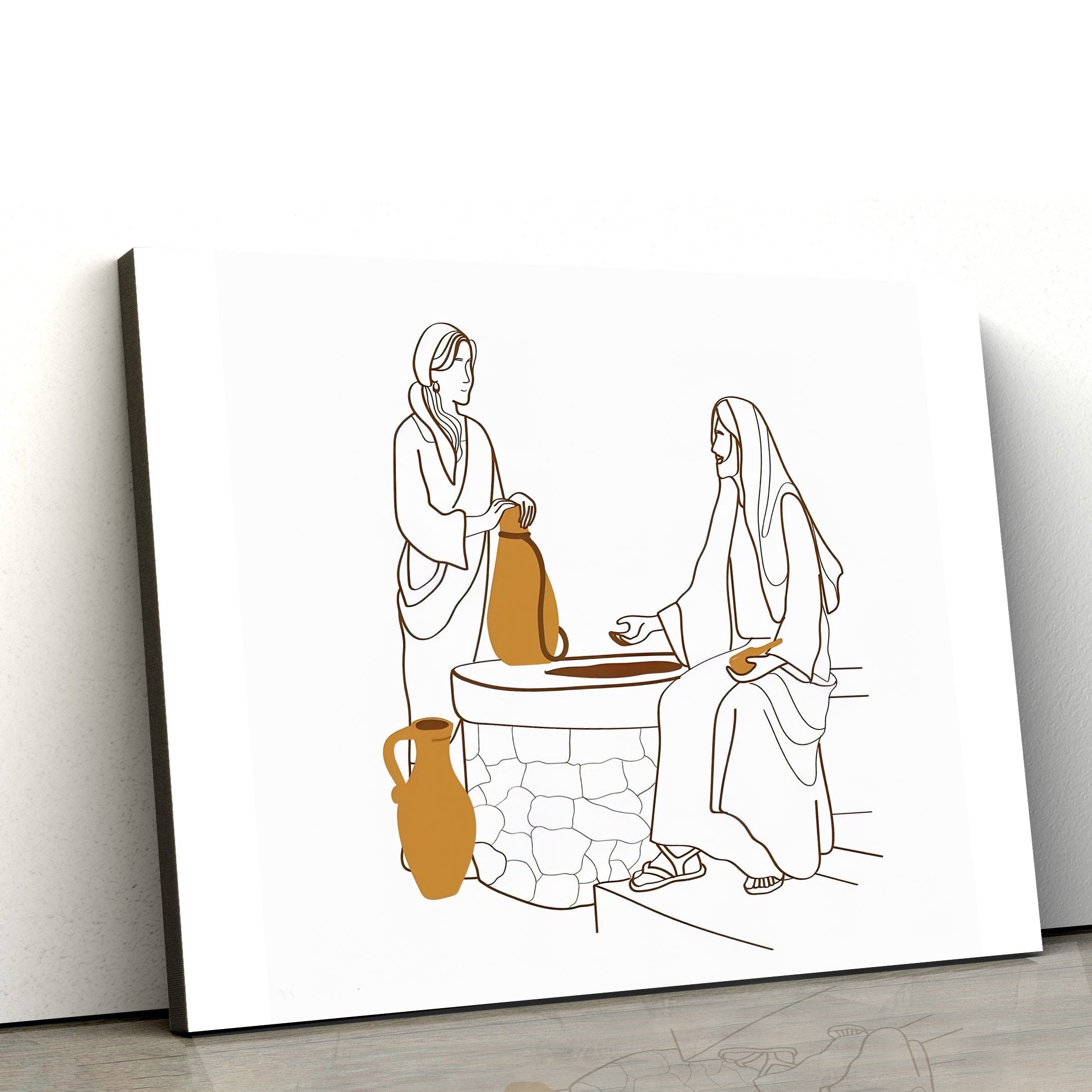 Jesus & the Woman of Samaria Canvas Posters – Boho Christian Wall Art