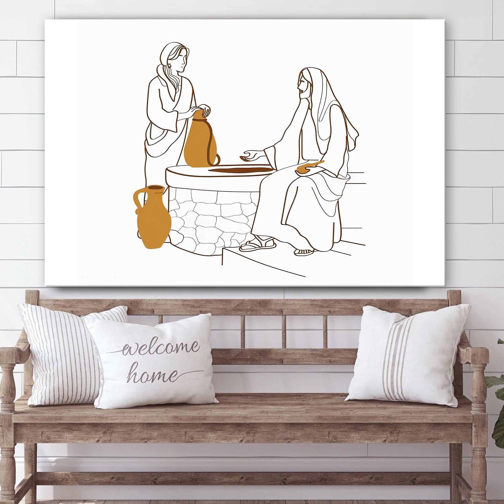 Jesus & the Woman of Samaria Canvas Posters – Boho Christian Wall Art