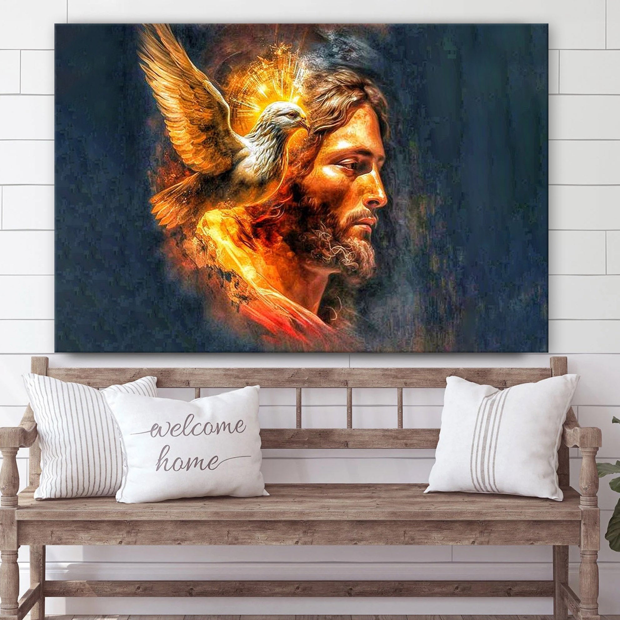 Jesus And Bird Canvas Wall Art – Jesus Canvas Picture – Christian Canvas Art