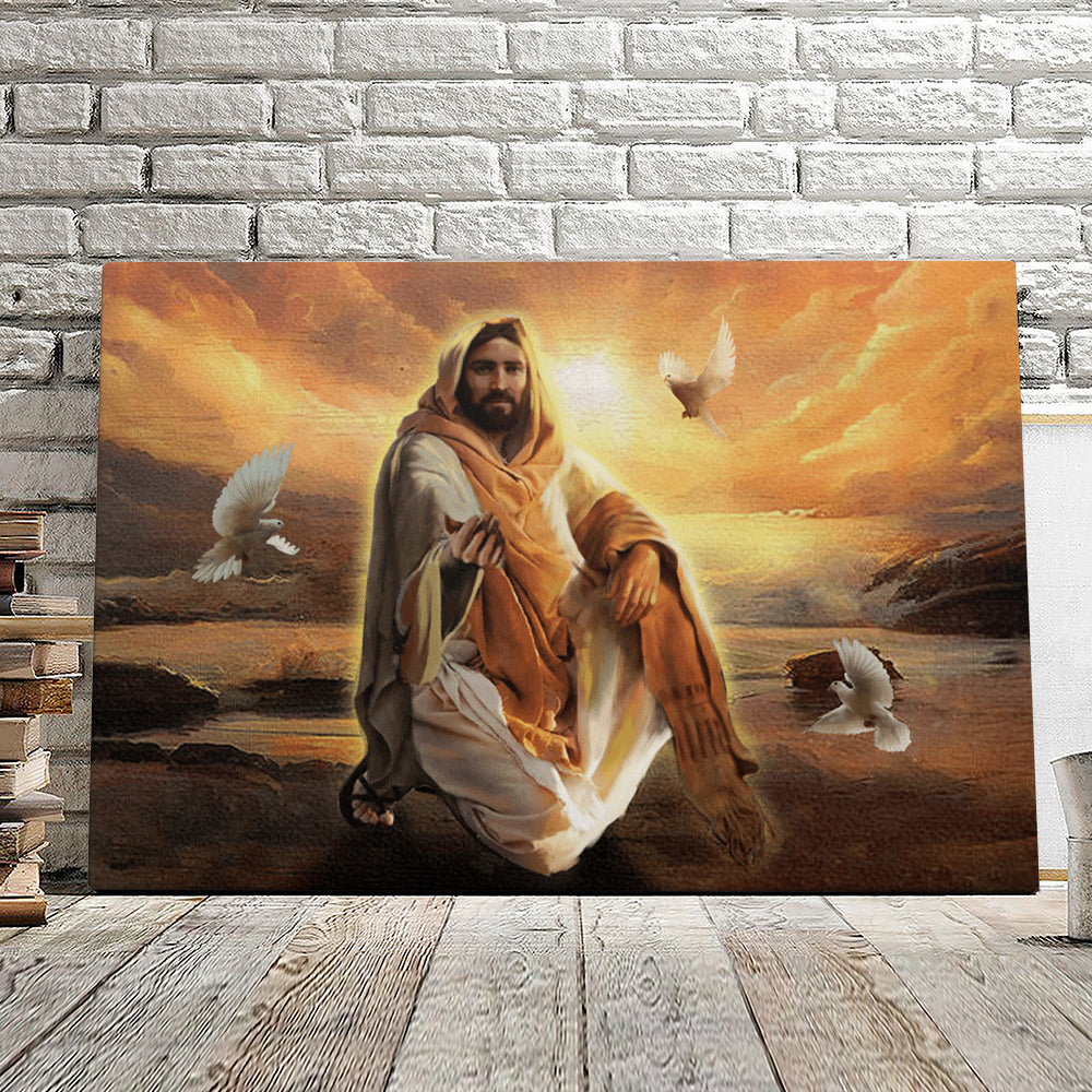 Jesus And Dove – Jesus Wall Art – Christ Pictures – Christian Canvas Prints – Faith Canvas – Gift For Christian