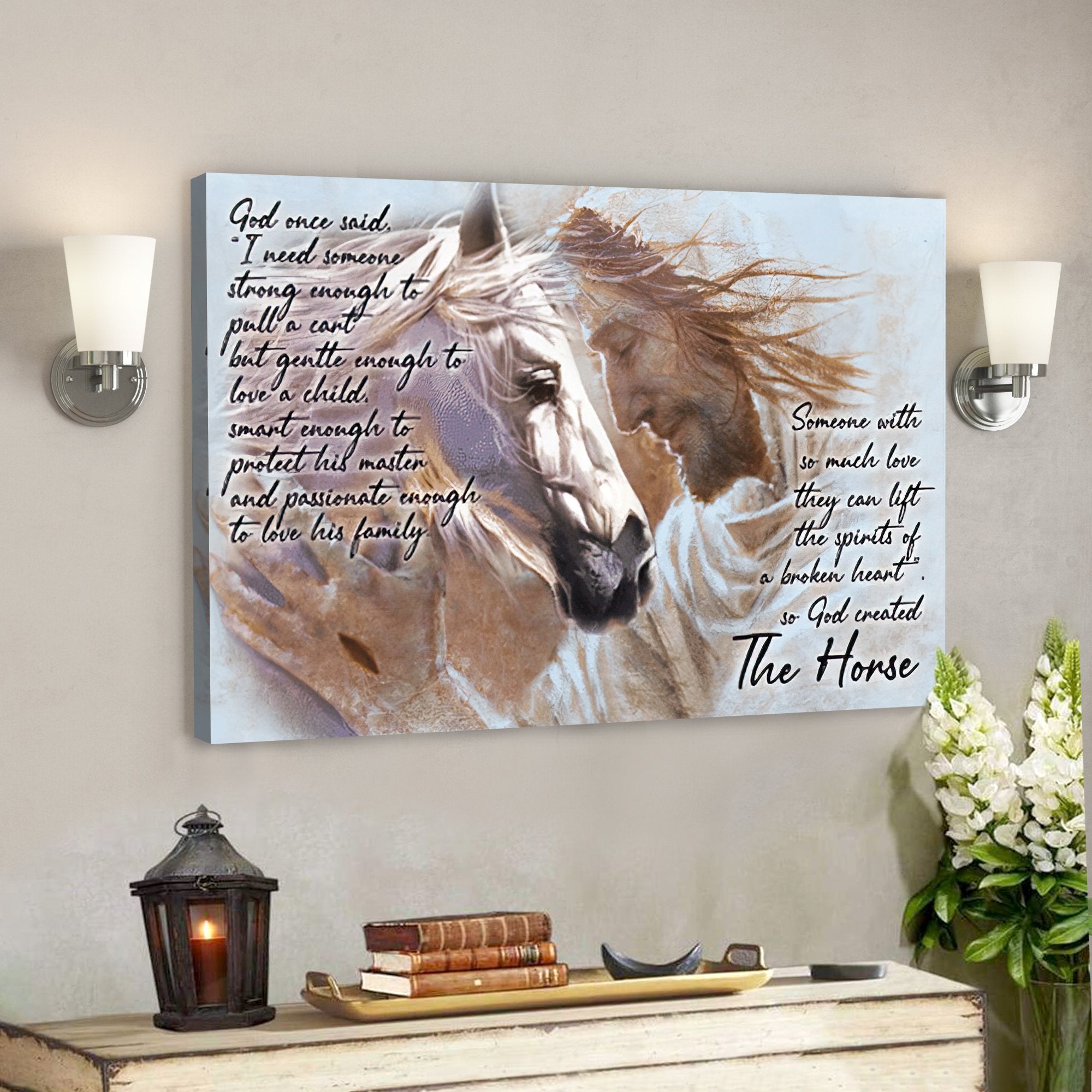 Jesus And Horse Canvas Prints – God Created The Horse – Jesus Canvas Wall Art