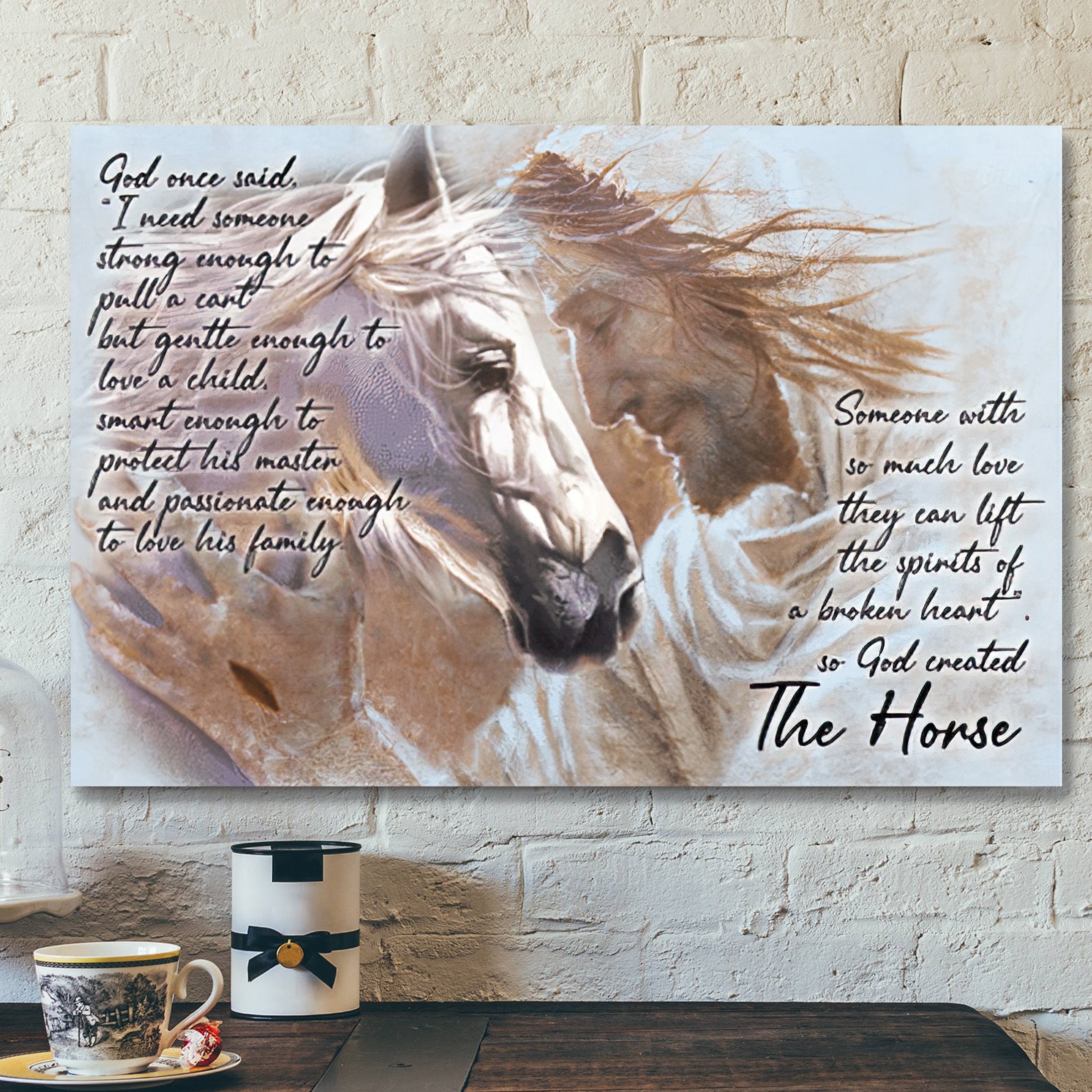 Jesus And Horse Canvas Prints - God Created The Horse - Jesus Canvas Wall Art 