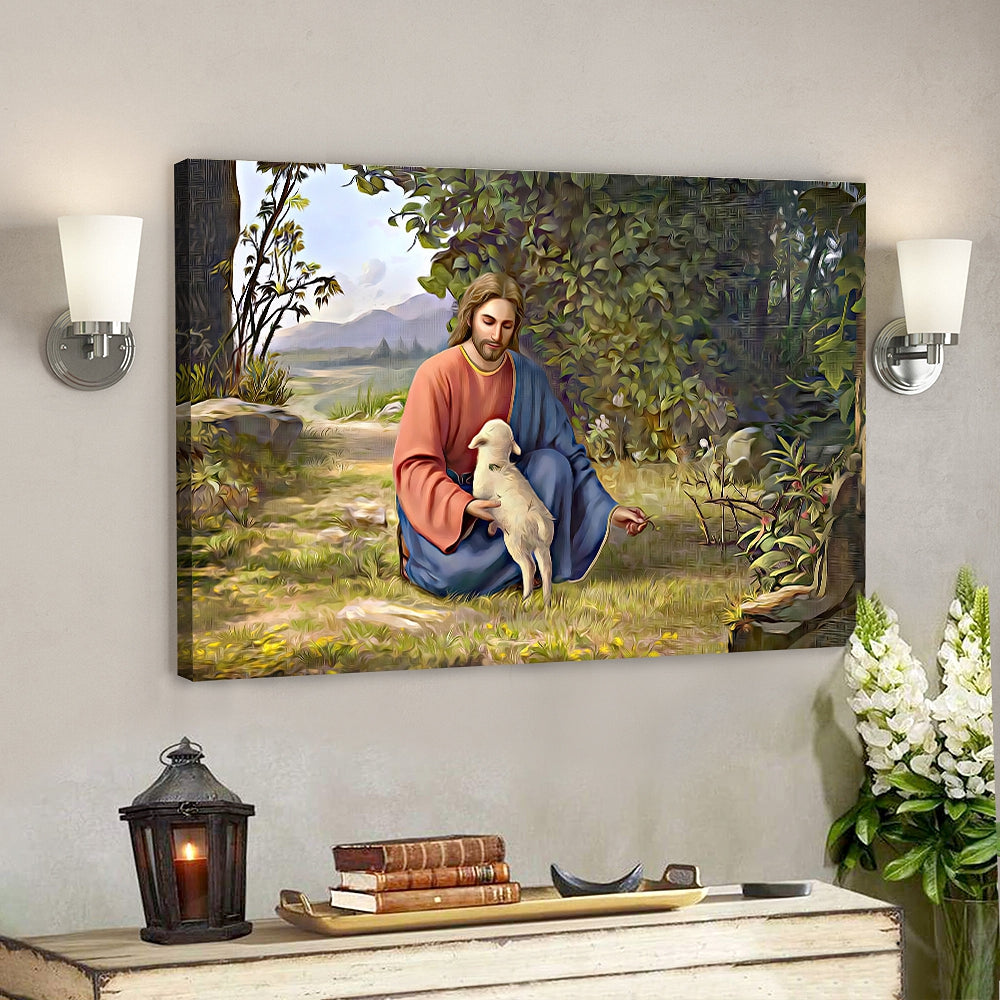 Jesus And Lamb Canvas Wall Art – Jesus Canvas Posters