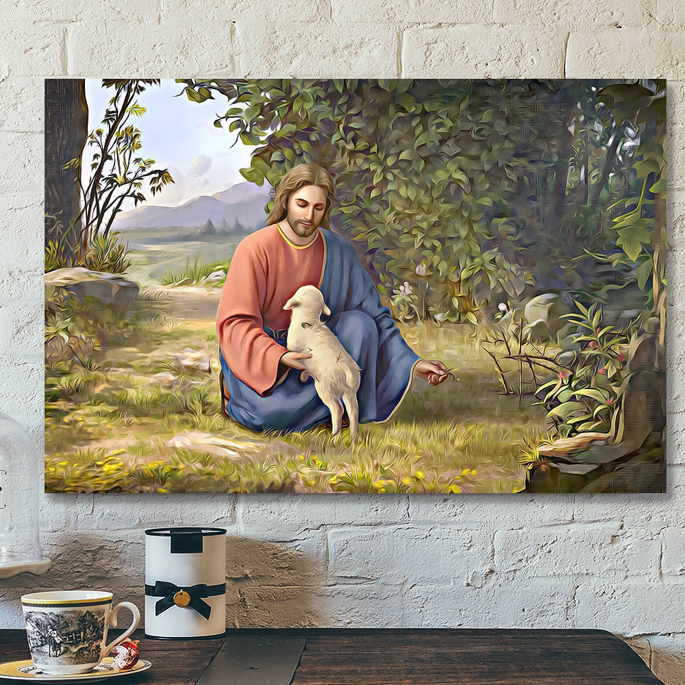 Jesus And Lamb Canvas Wall Art – Jesus Canvas Posters