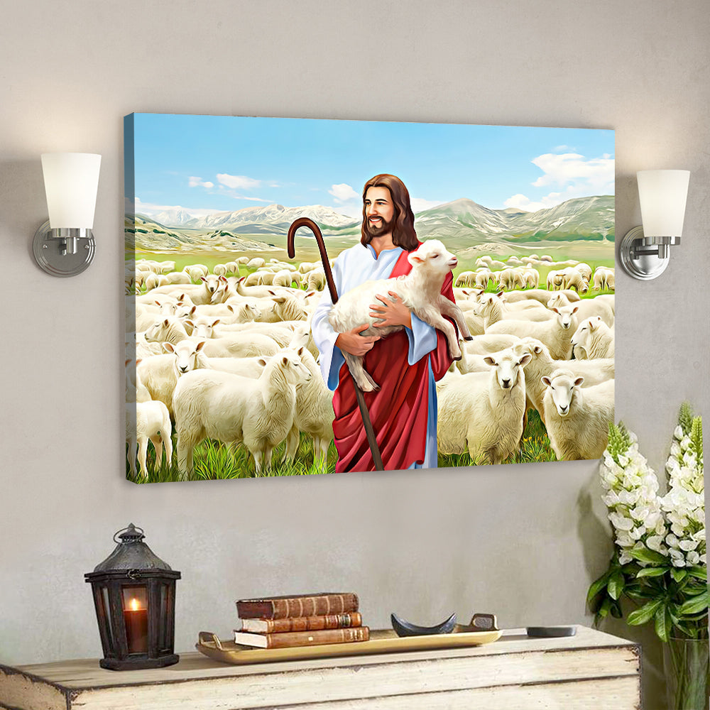 Jesus And Lamb – Christian Gift – Jesus Canvas Painting – Jesus Poster – Jesus Canvas Art – Scripture Canvas