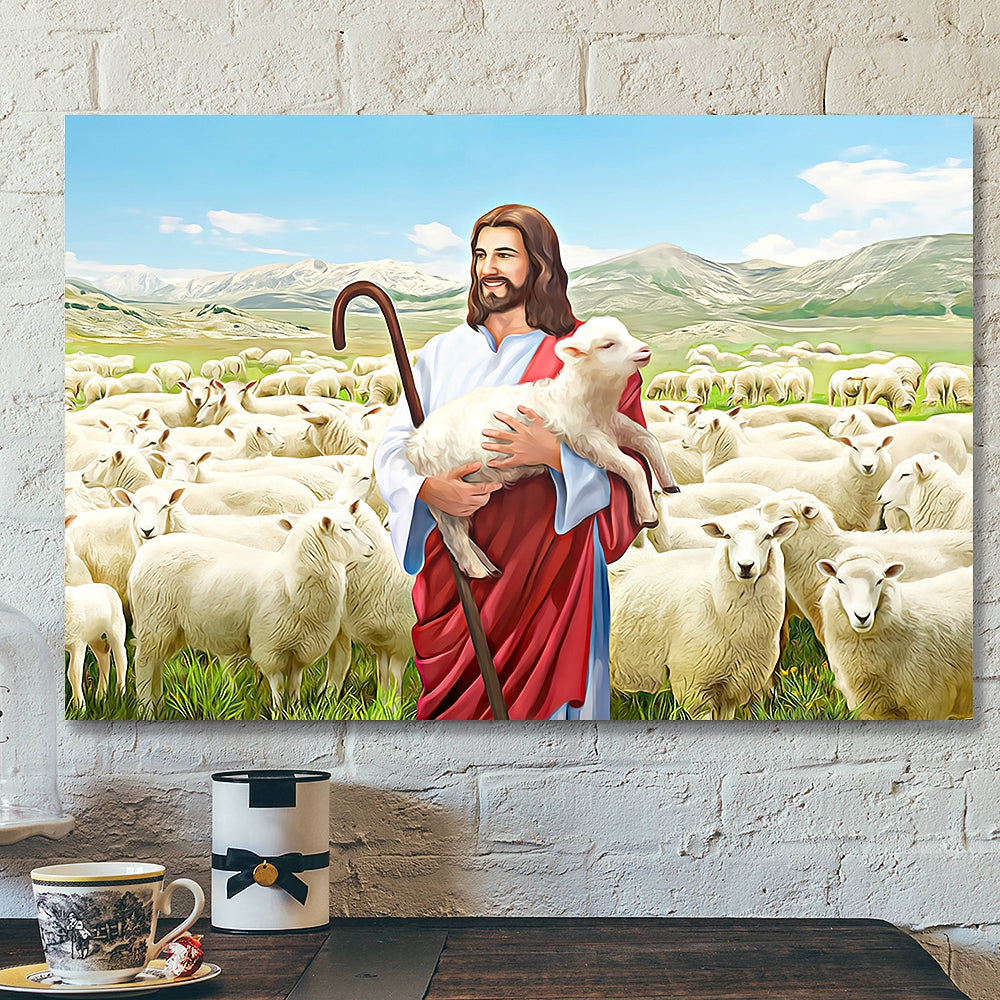 Jesus And Lamb – Christian Gift – Jesus Canvas Painting – Jesus Poster – Jesus Canvas Art – Scripture Canvas