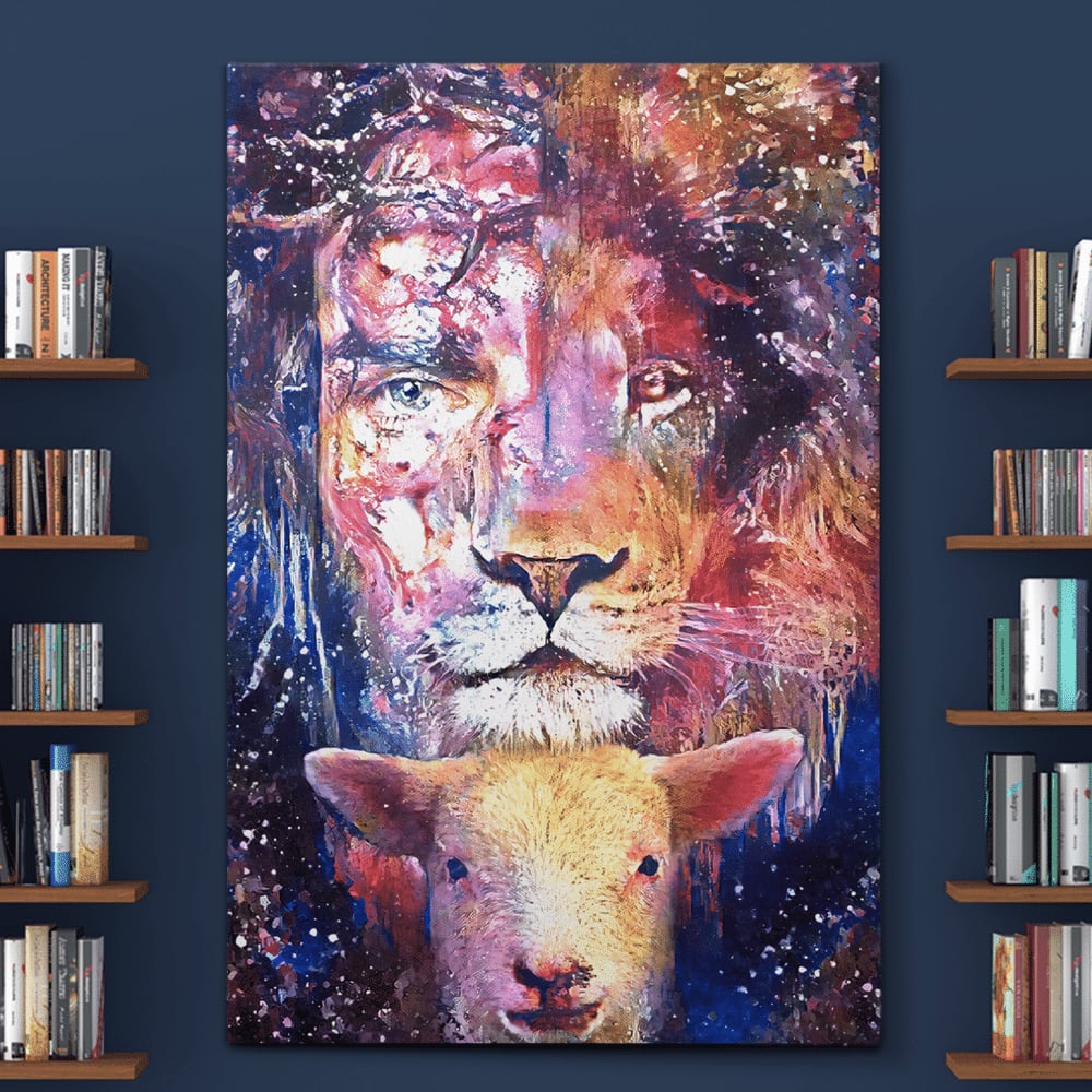 Jesus And Lamb Watercolor Painting Canvas Posters – Christian Wall Posters – Religious Wall Decor