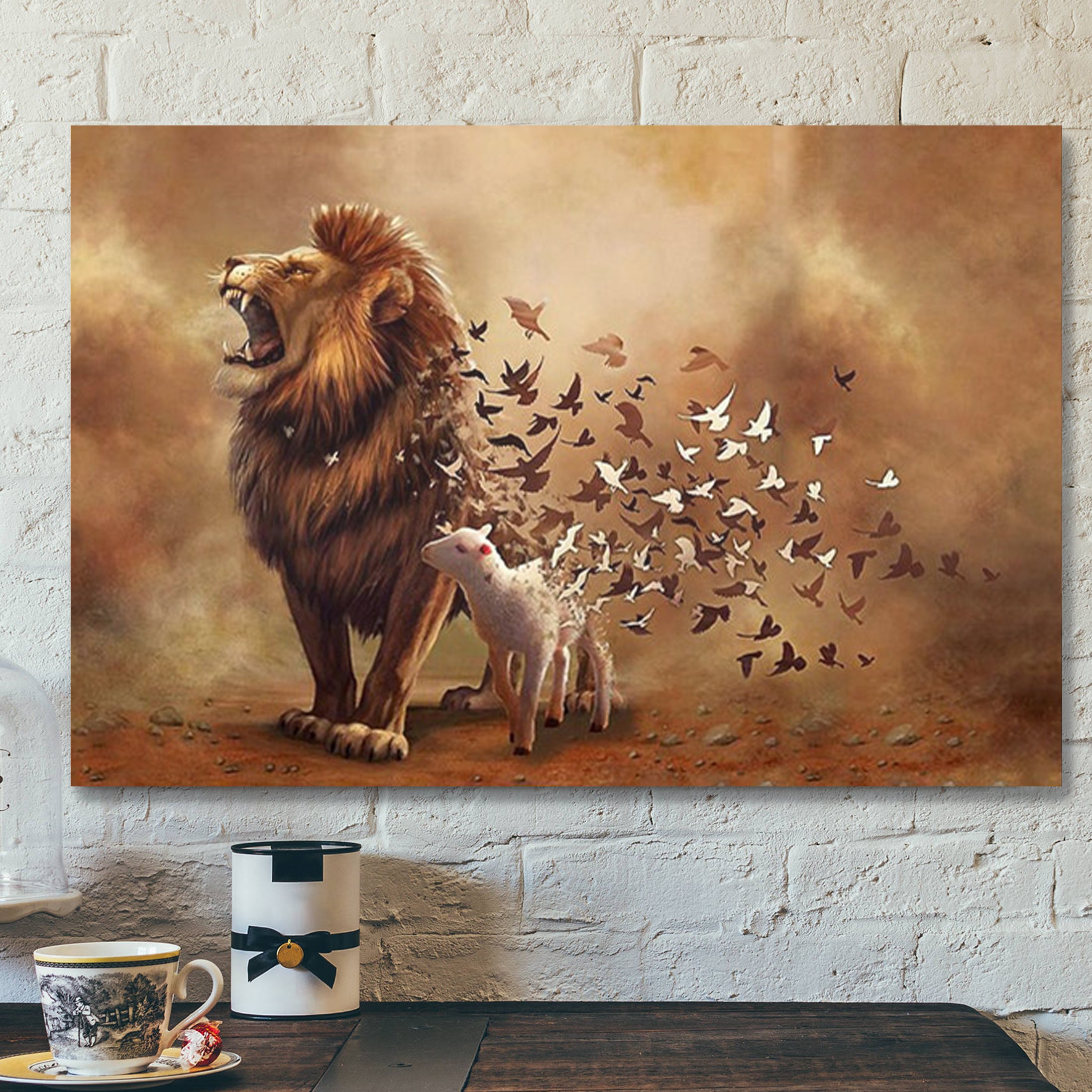 Jesus And Lion Canvas – Bible Verse Canvas – Scripture Canvas Wall Art