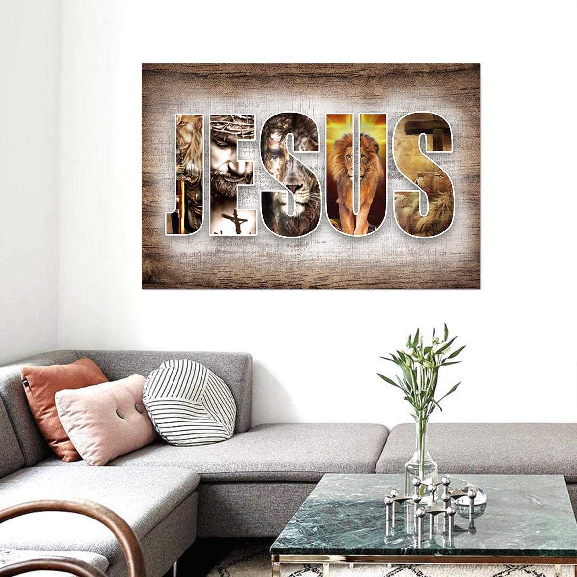 Jesus And Lion Canvas Wall Art – Jesus Canvas Pictures – Christian Wall Posters