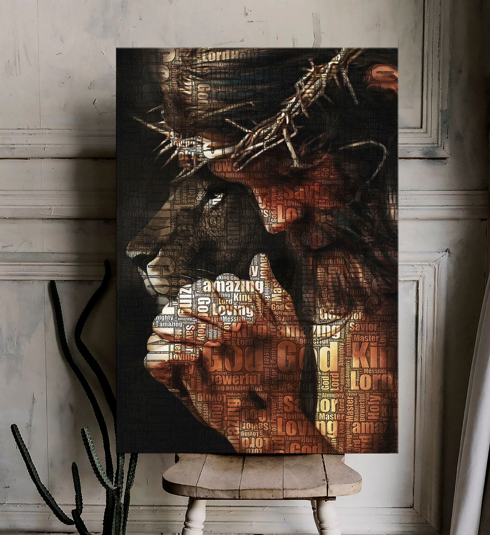 Jesus And Lion Pray And Believe Canvas Posters – Christian Wall Posters – Religious Wall Decor