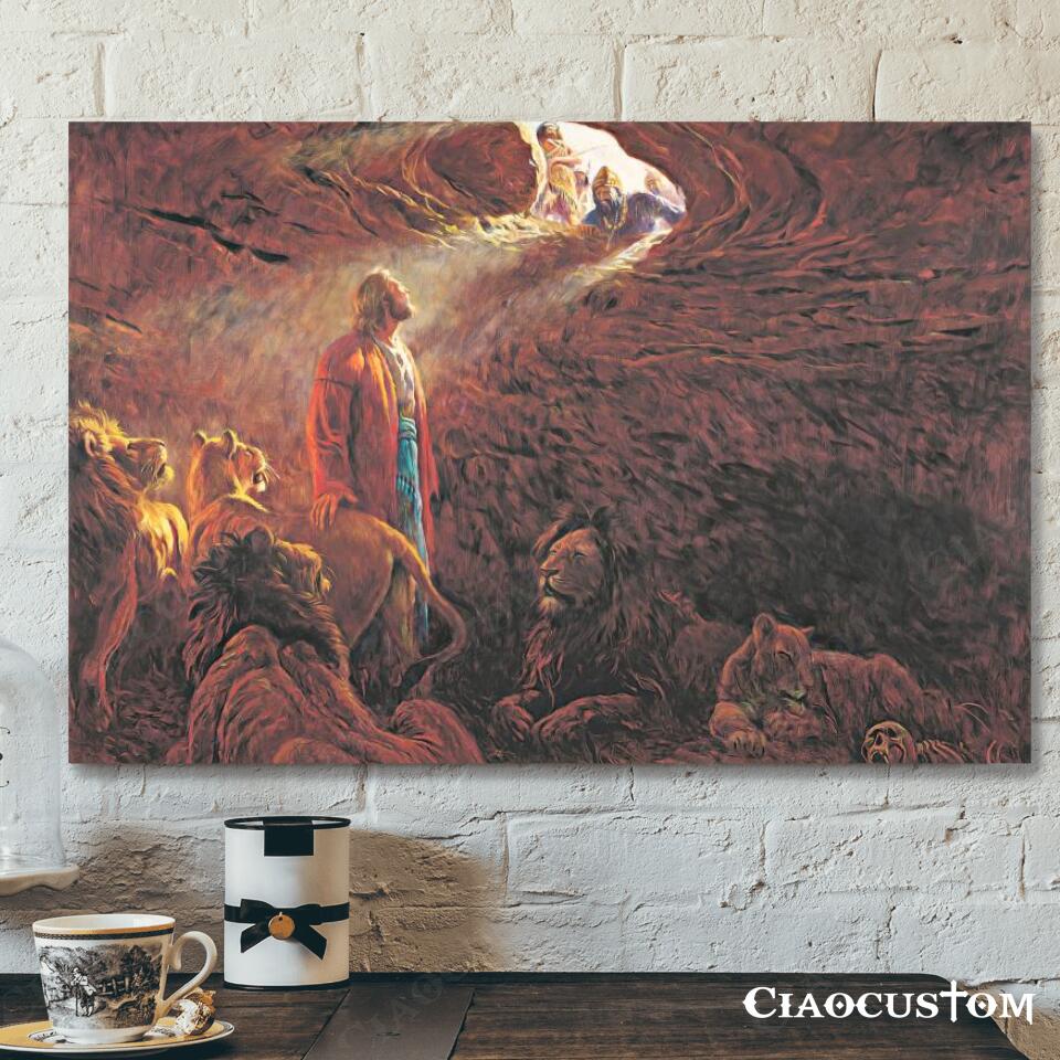 Jesus And Lions In The Cave – Jesus Canvas Painting – Jesus Canvas Art – Jesus Poster – Jesus Canvas – Christian Gift