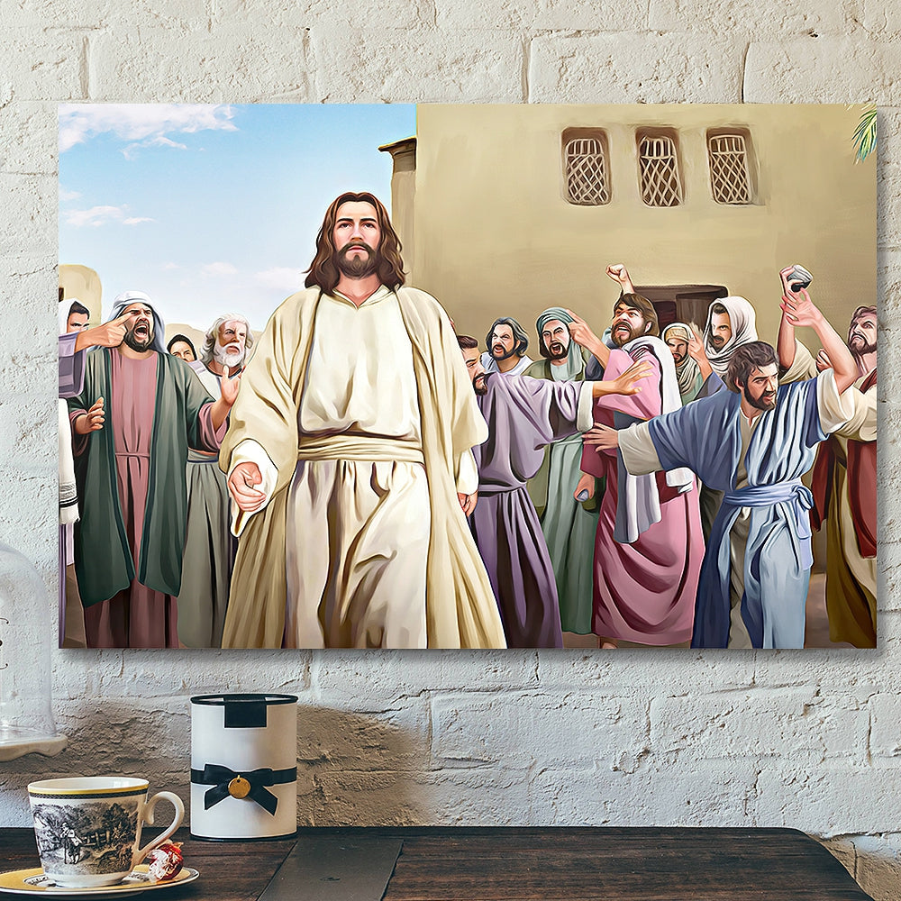 Jesus And People – Jesus Poster – Jesus Wall Art – Christian Canvas Prints – Gift For Christian