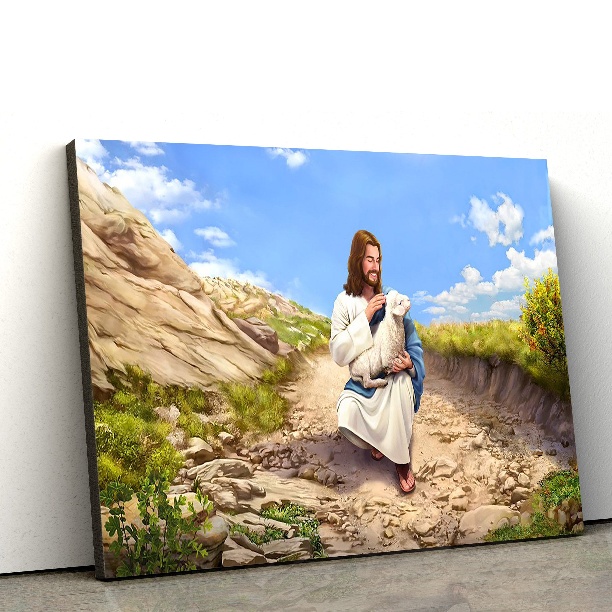 Jesus And Sheep Canvas Pictures – Jesus Christ Canvas Art – Christian Wall Canvas