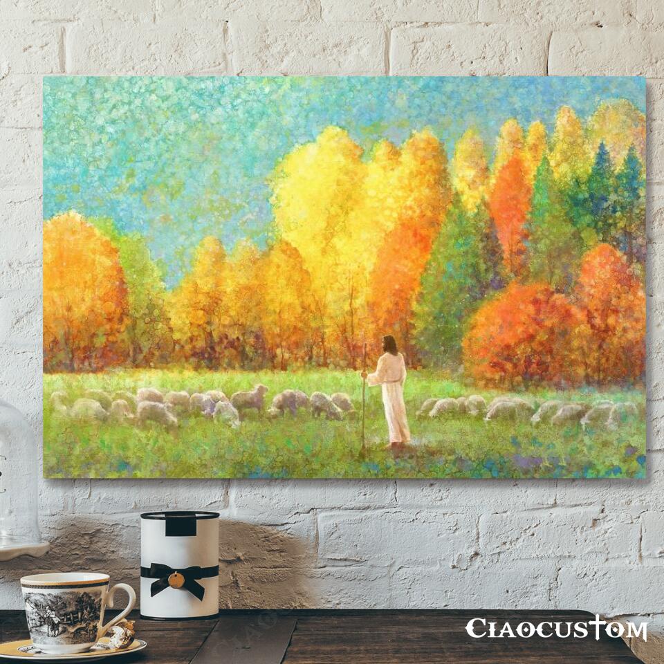 Jesus And Sheep – Jesus Canvas Painting – Jesus Canvas Art – Jesus Poster – Jesus Canvas – Christian Gift