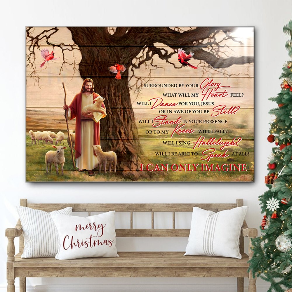 Jesus And Sheeps Surrounded By Your Glory What Will My Heart Feel Canvas Wall Art – Jesus Canvas Pictures – Christian Wall Posters