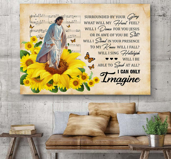 Jesus And Sunflower Surrounded By Your Glory Canvas Wall Art – Jesus Canvas Pictures – Christian Wall Posters