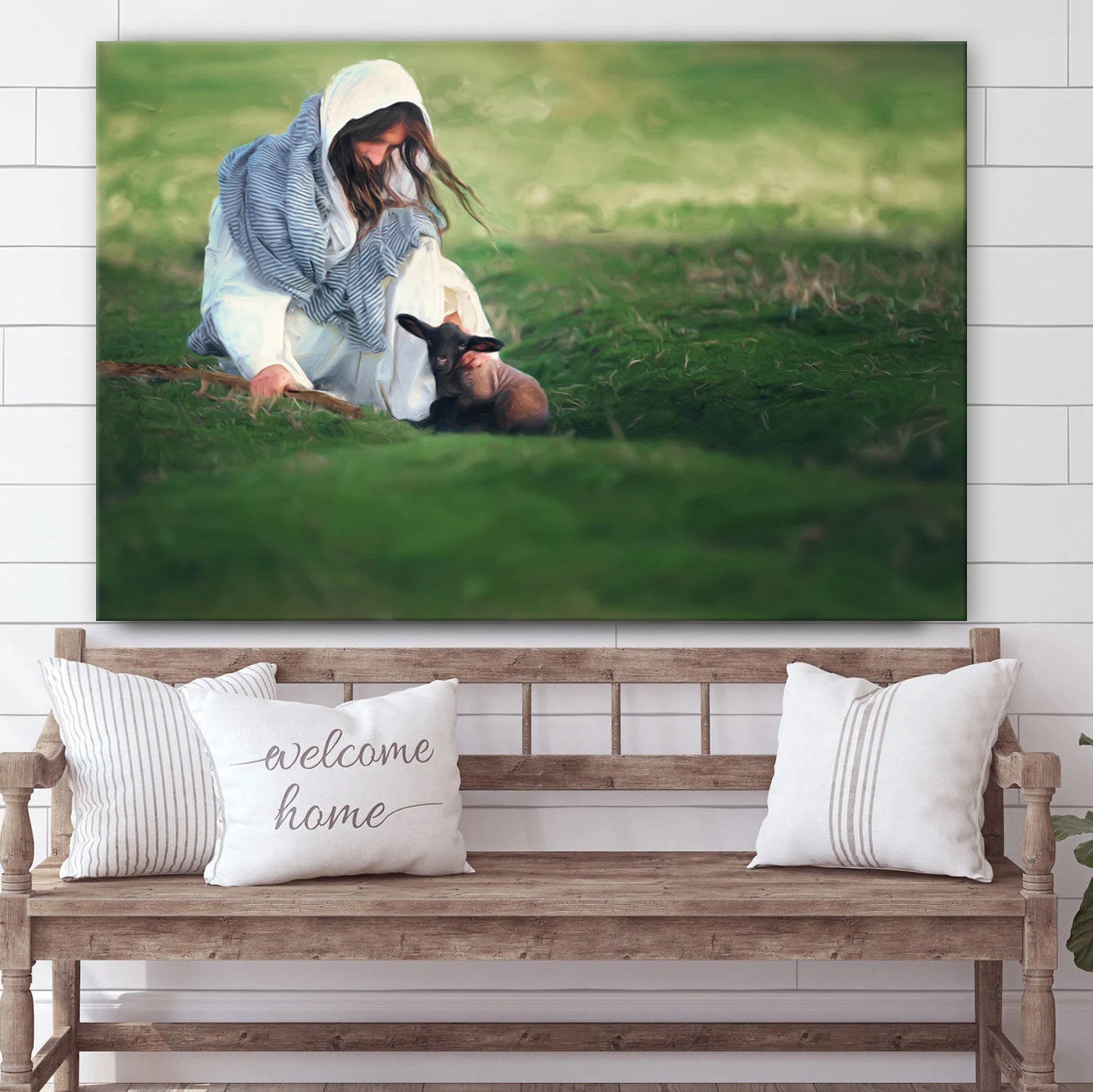 Jesus And The Black Sheep Canvas Art – Jesus Christ Pictures – Jesus Wall Art – Christian Wall Decor