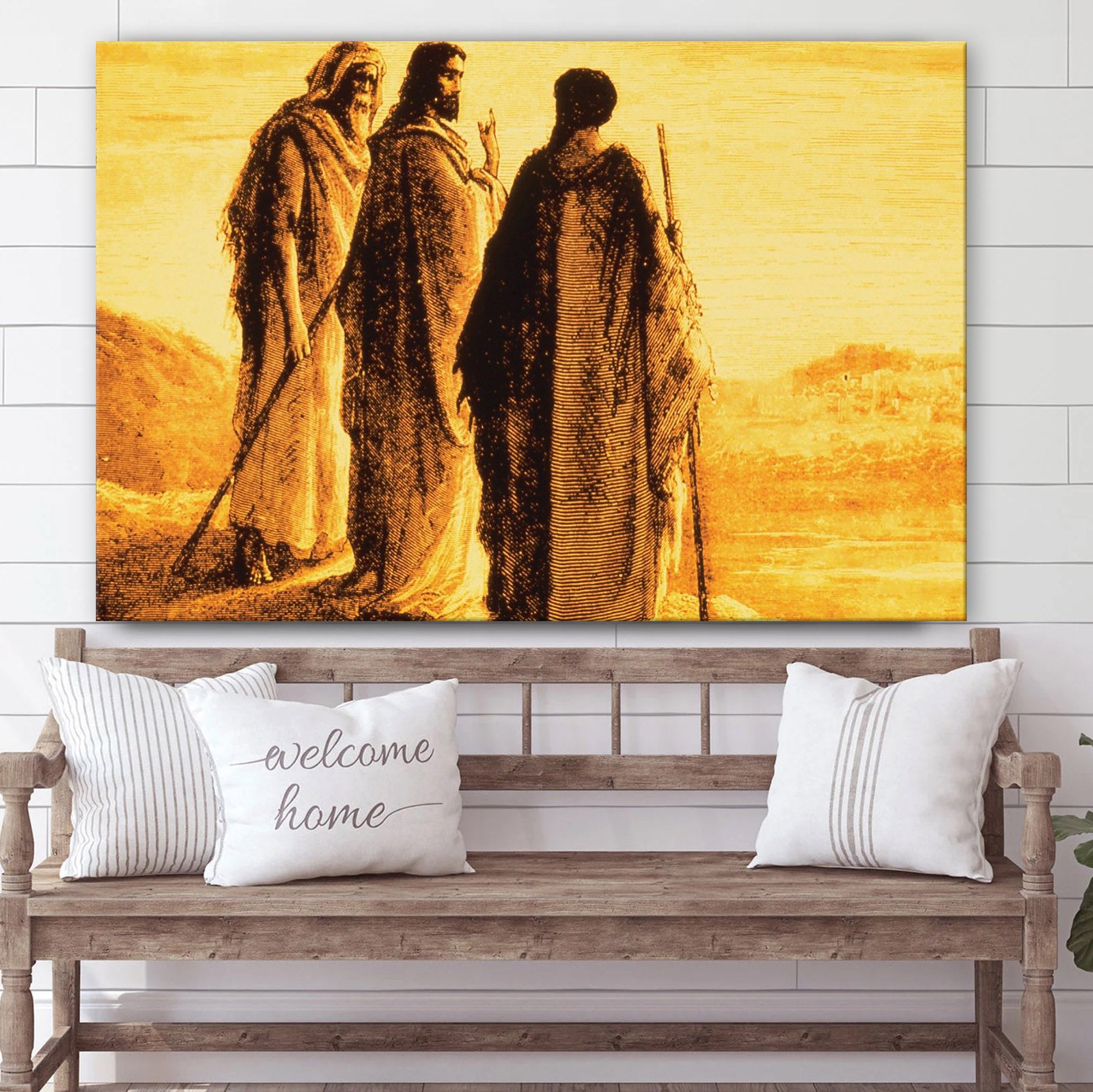 Jesus And The Disciples Going To Emmaus Canvas Wall Art – Christian Canvas Pictures – Religious Canvas Wall Art