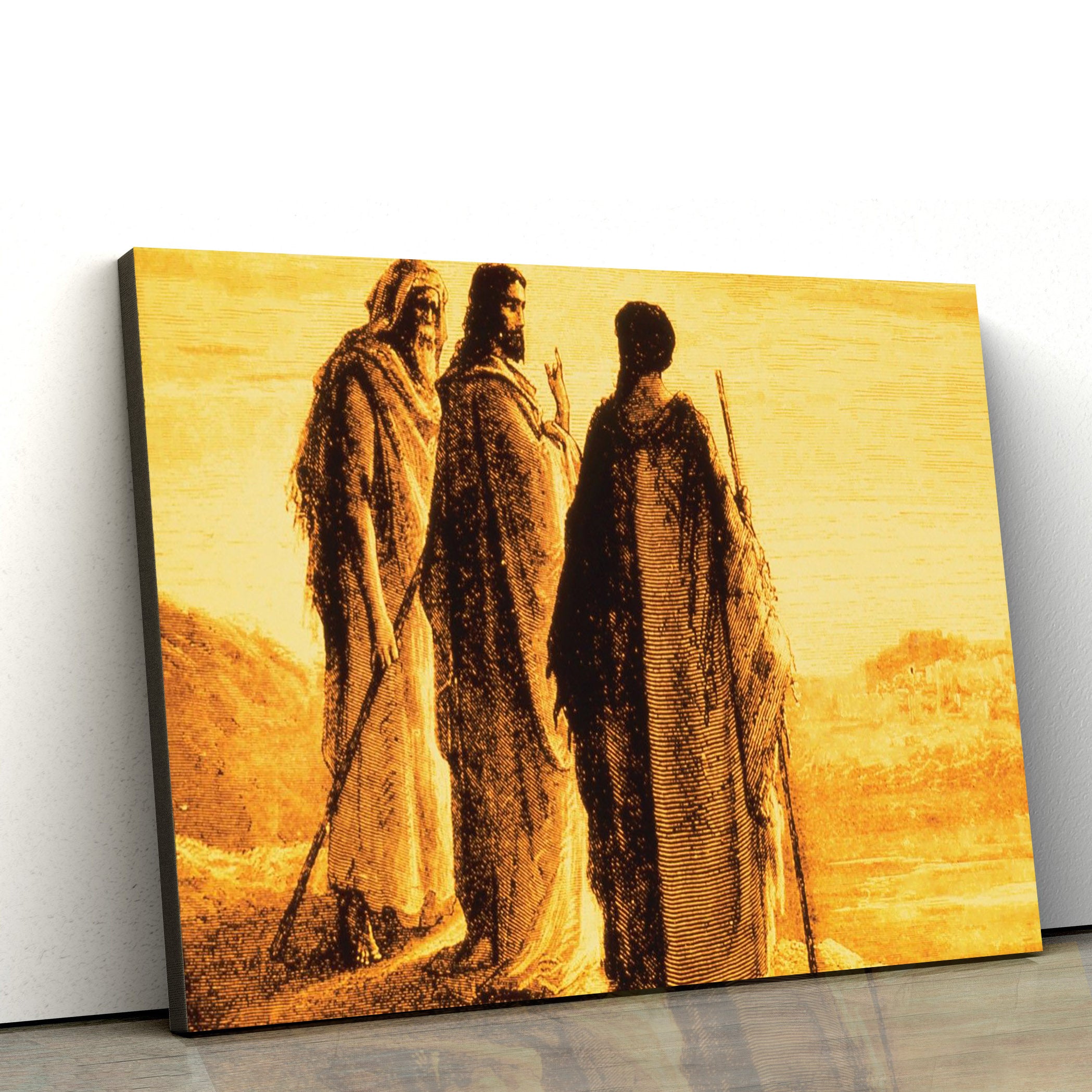 Jesus And The Disciples Going To Emmaus Canvas Wall Art – Christian Canvas Pictures – Religious Canvas Wall Art