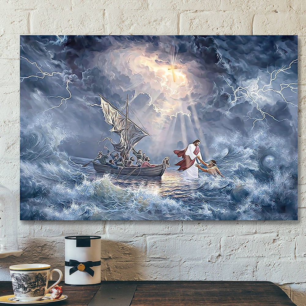 Jesus And The Fishermen – Jesus Canvas Painting – Jesus Poster – Jesus Canvas – Christian Canvas Prints – Gift For Christian