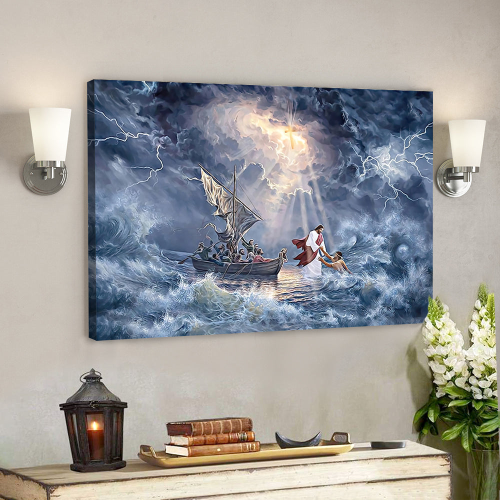 Jesus And The Fishermen – Jesus Canvas Painting – Jesus Poster – Jesus Canvas – Christian Canvas Prints – Gift For Christian