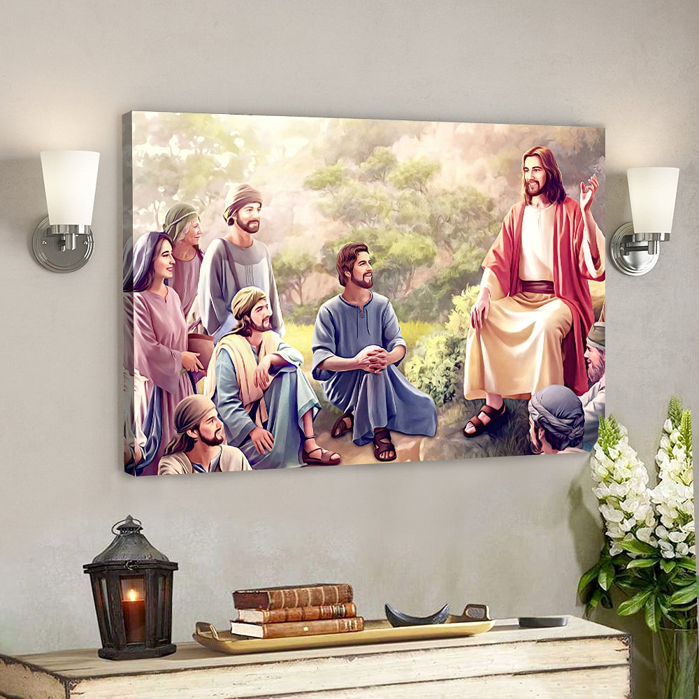 Jesus And The People – Jesus Canvas Painting – Jesus Poster – Jesus Canvas Art – Scripture Canvas