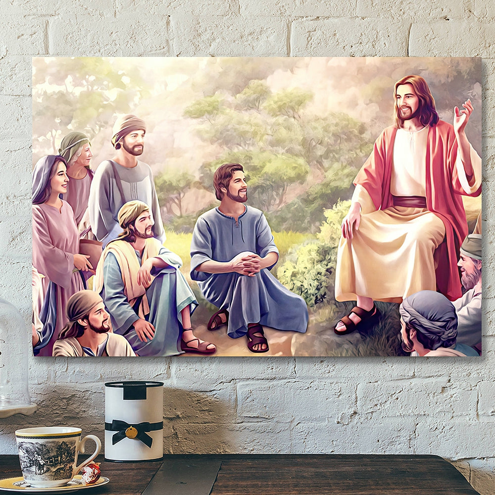 Jesus And The People – Jesus Canvas Painting – Jesus Poster – Jesus Canvas Art – Scripture Canvas