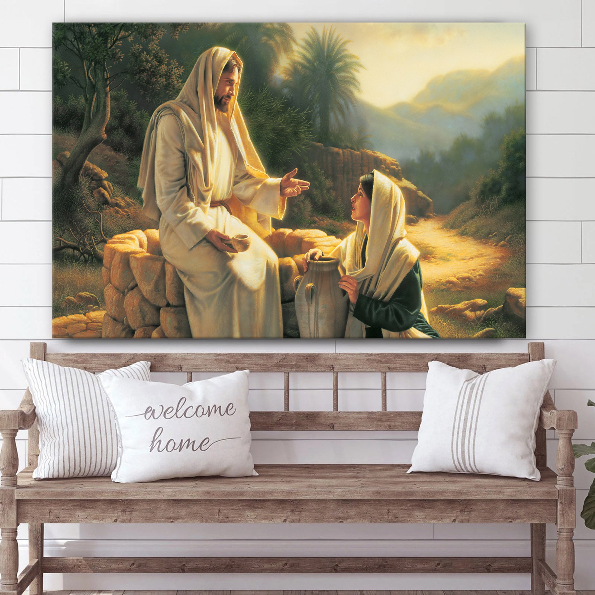 Jesus And The Samaritan Woman Canvas Pictures – Jesus Christ Canvas Art – Christian Wall Canvas