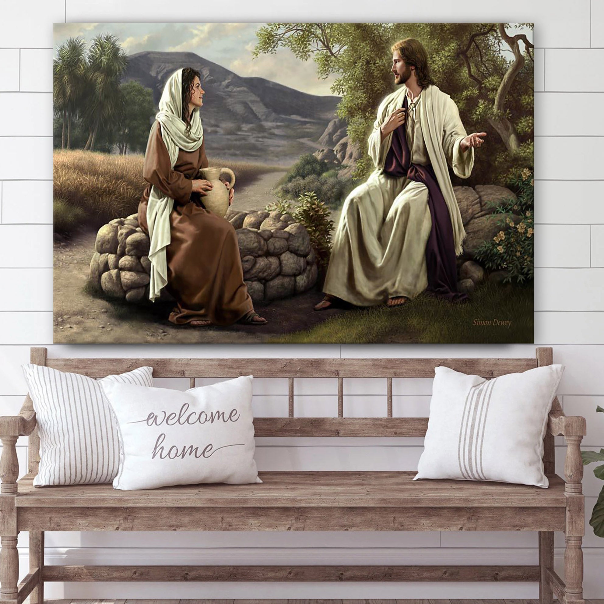 Jesus And The Samaritian Woman At The Well Canvas Pictures – Jesus Christ Canvas Art – Christian Wall Canvas