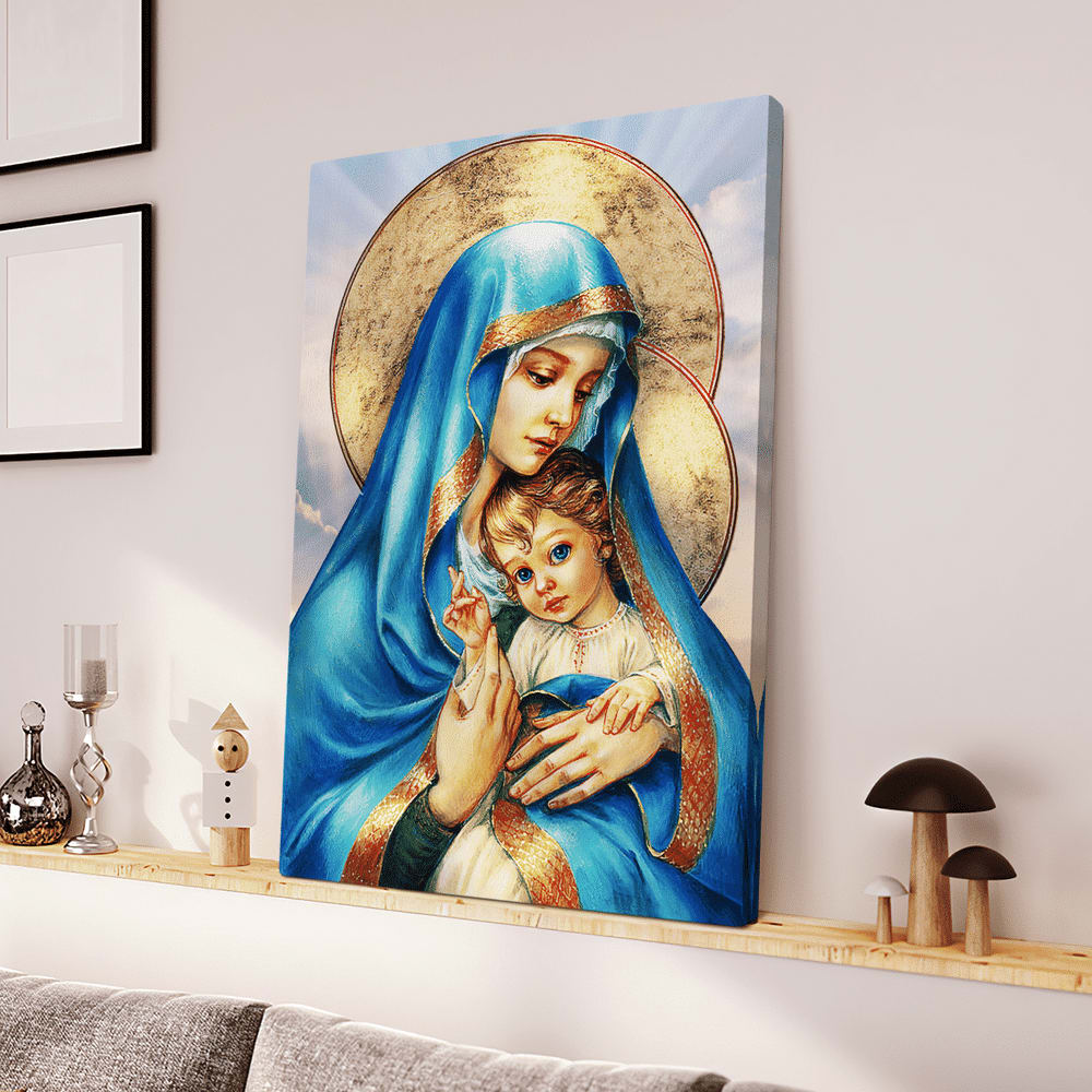 Jesus And Virgin Mary Canvas Posters – Christian Wall Posters – Religious Wall Decor