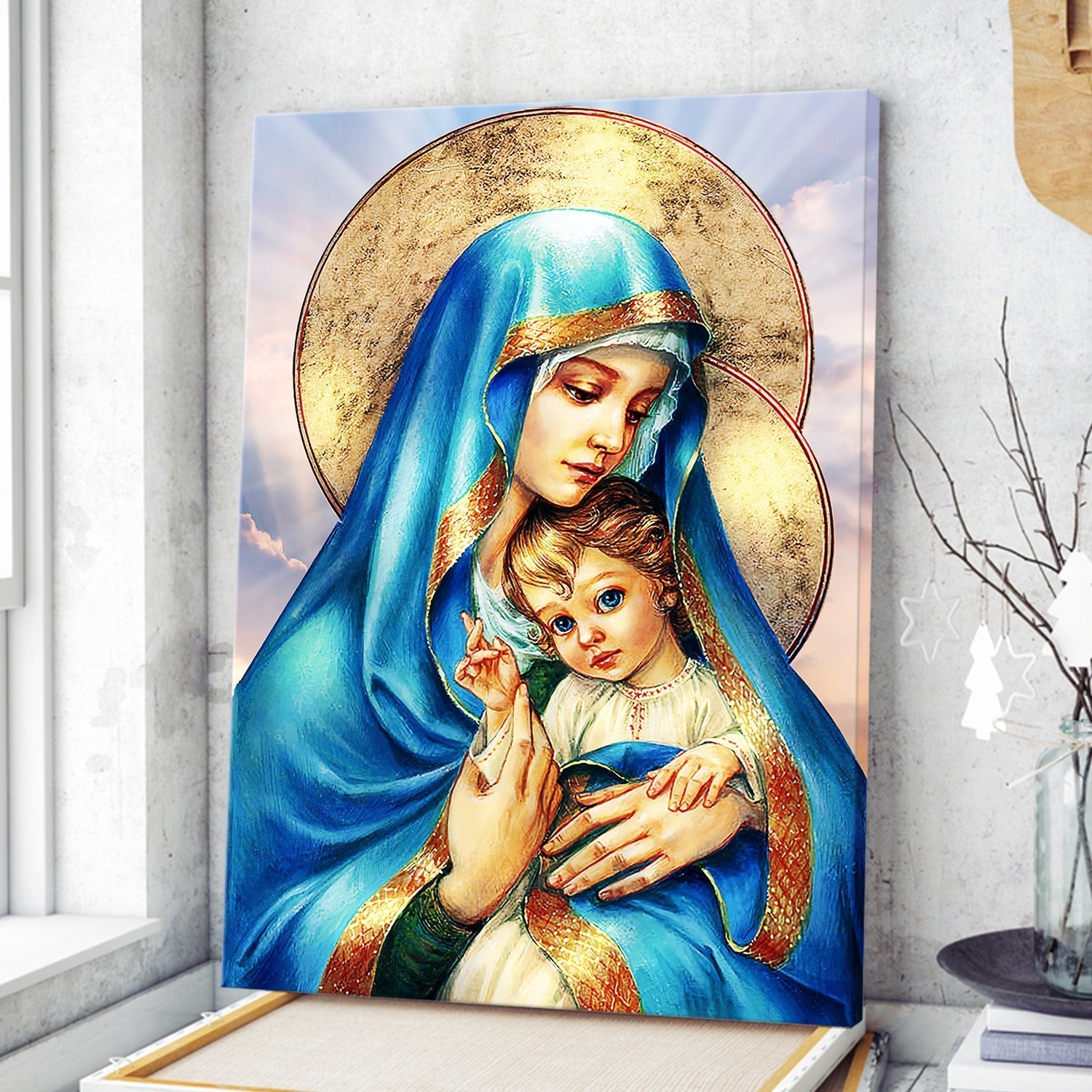 Jesus And Virgin Mary Canvas Posters – Christian Wall Posters – Religious Wall Decor