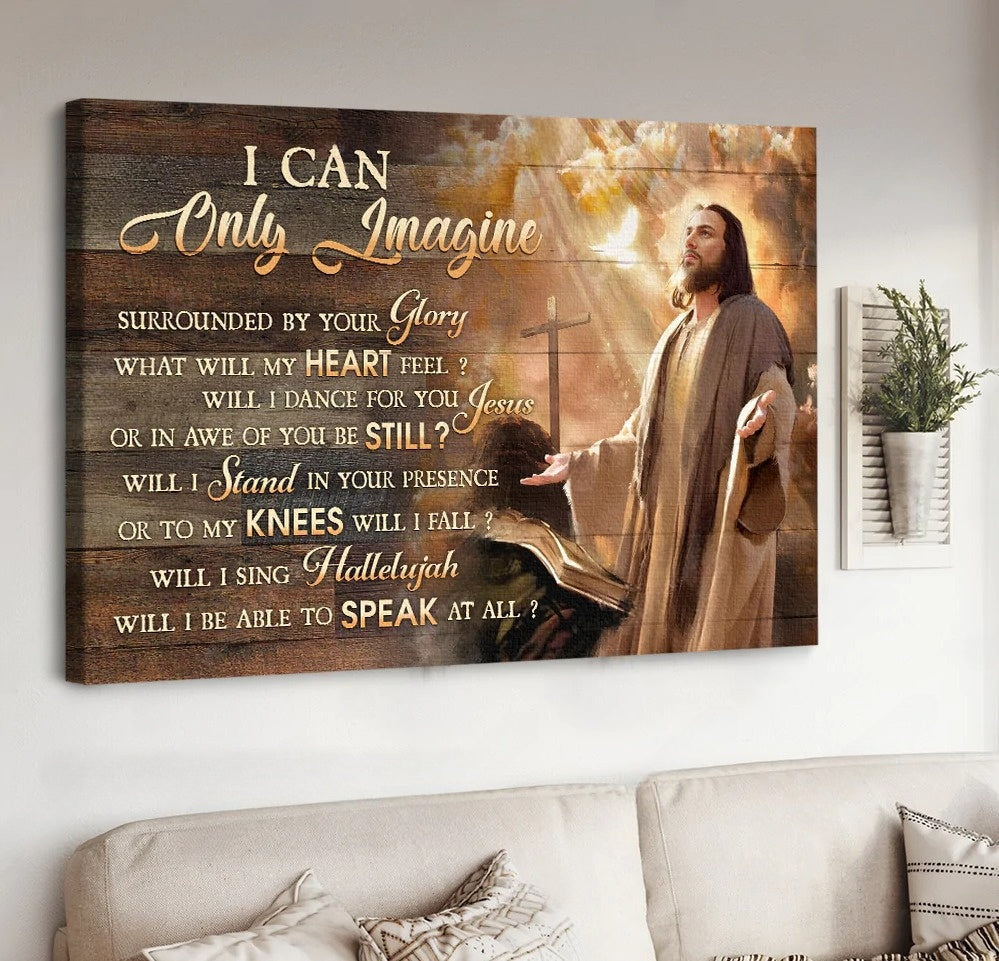 Jesus Antique Bible Cross I Can Only Imagine Canvas Wall Art – Jesus Canvas Pictures – Christian Wall Posters